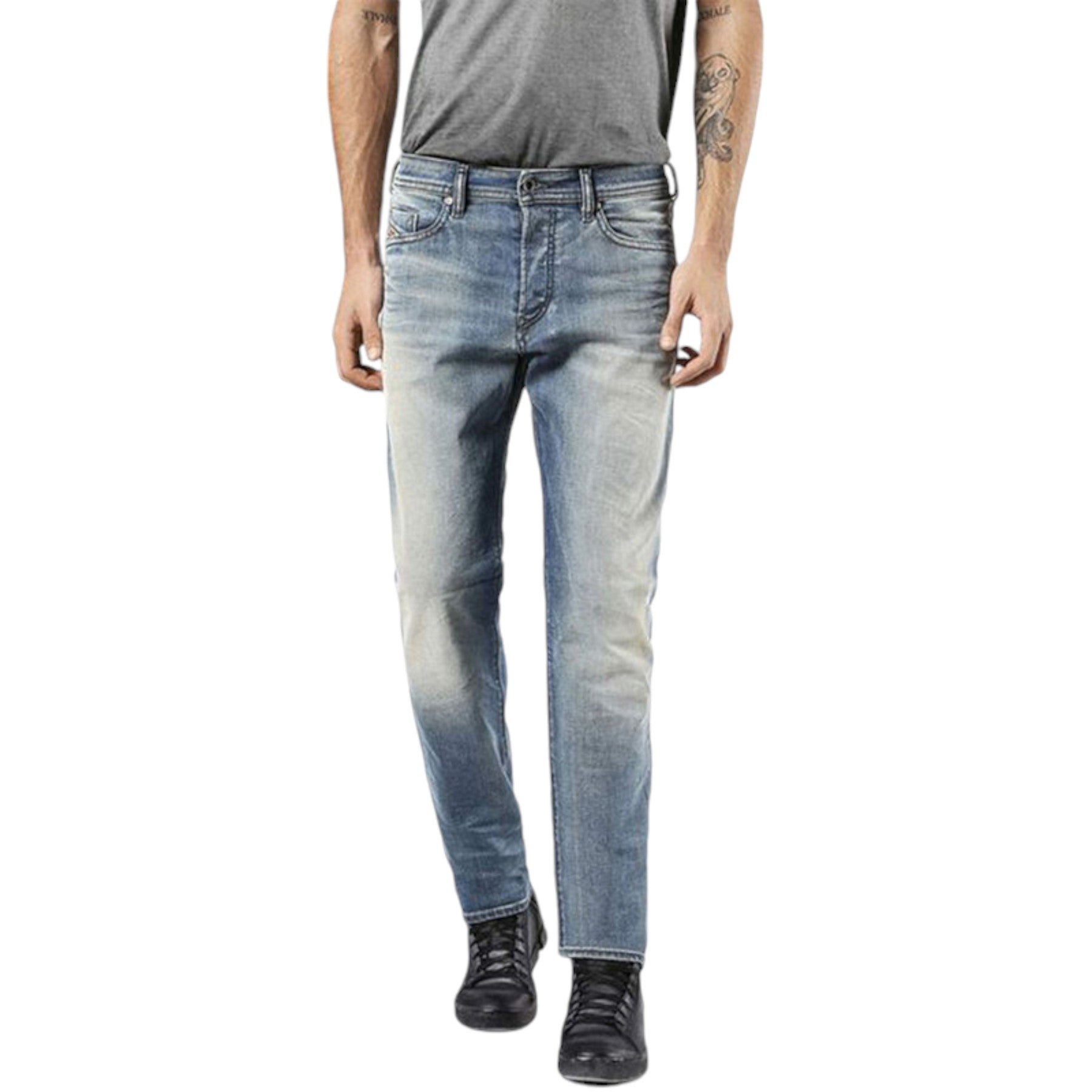 DIESEL BUSTER 0845F Mens Denim Jeans Stretch Regular Slim Tapered Casual Pants