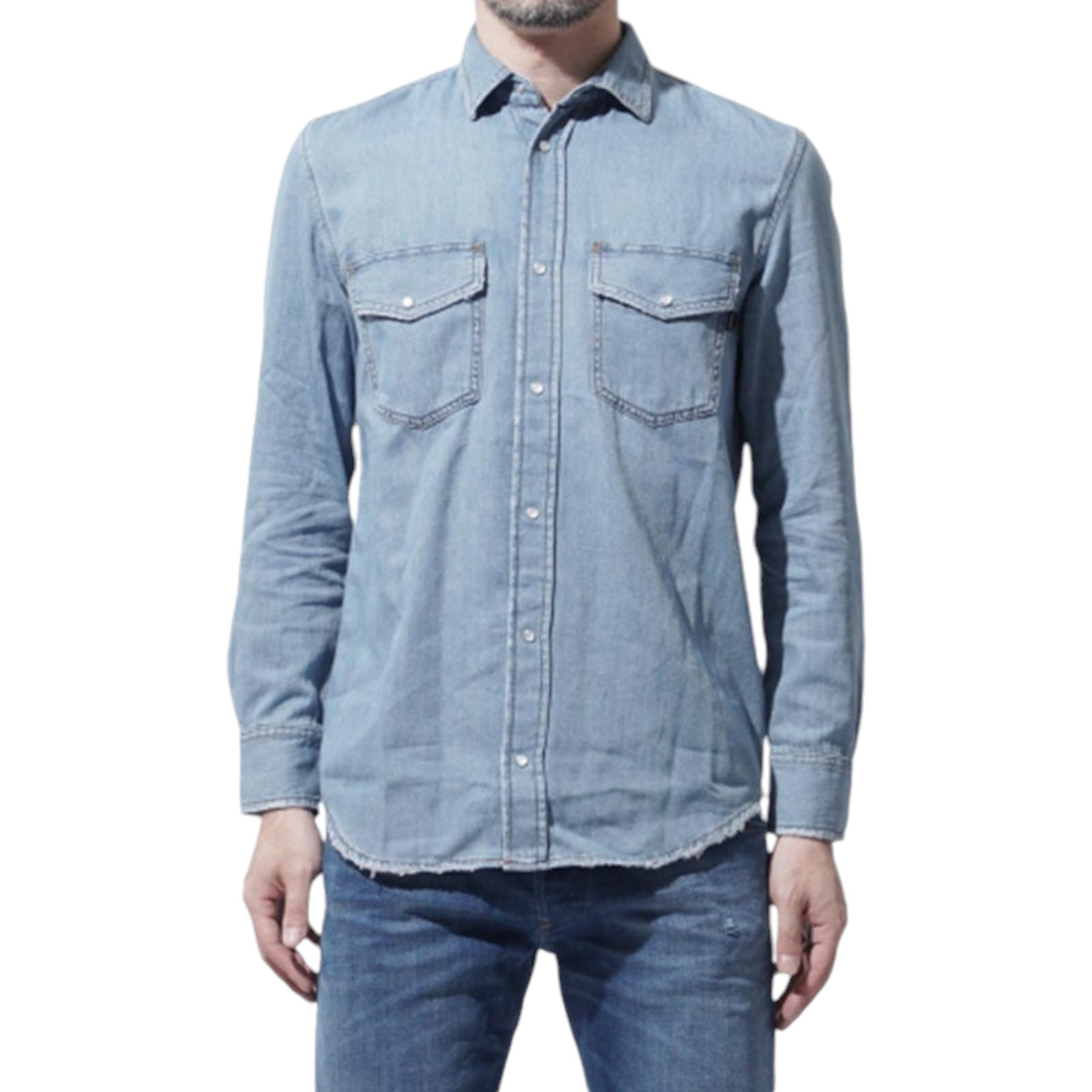 DIESEL D ROOKE 0EASJ Mens Denim Shirt Long Sleeve Summer Casual Cotton Shirt