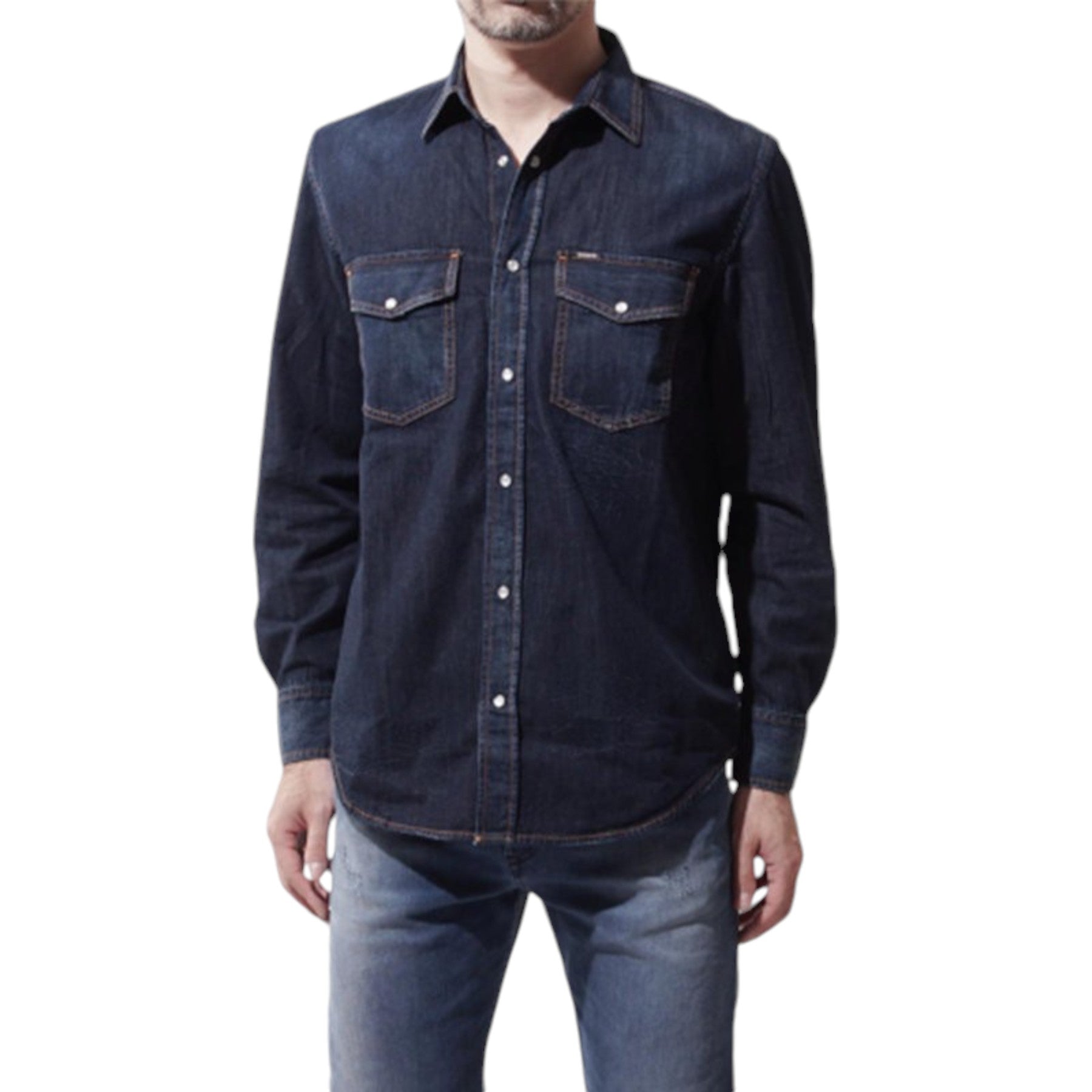 DIESEL D ROOKE 0JAQU Mens Denim Shirt Long Sleeve Summer Casual Western Shirt