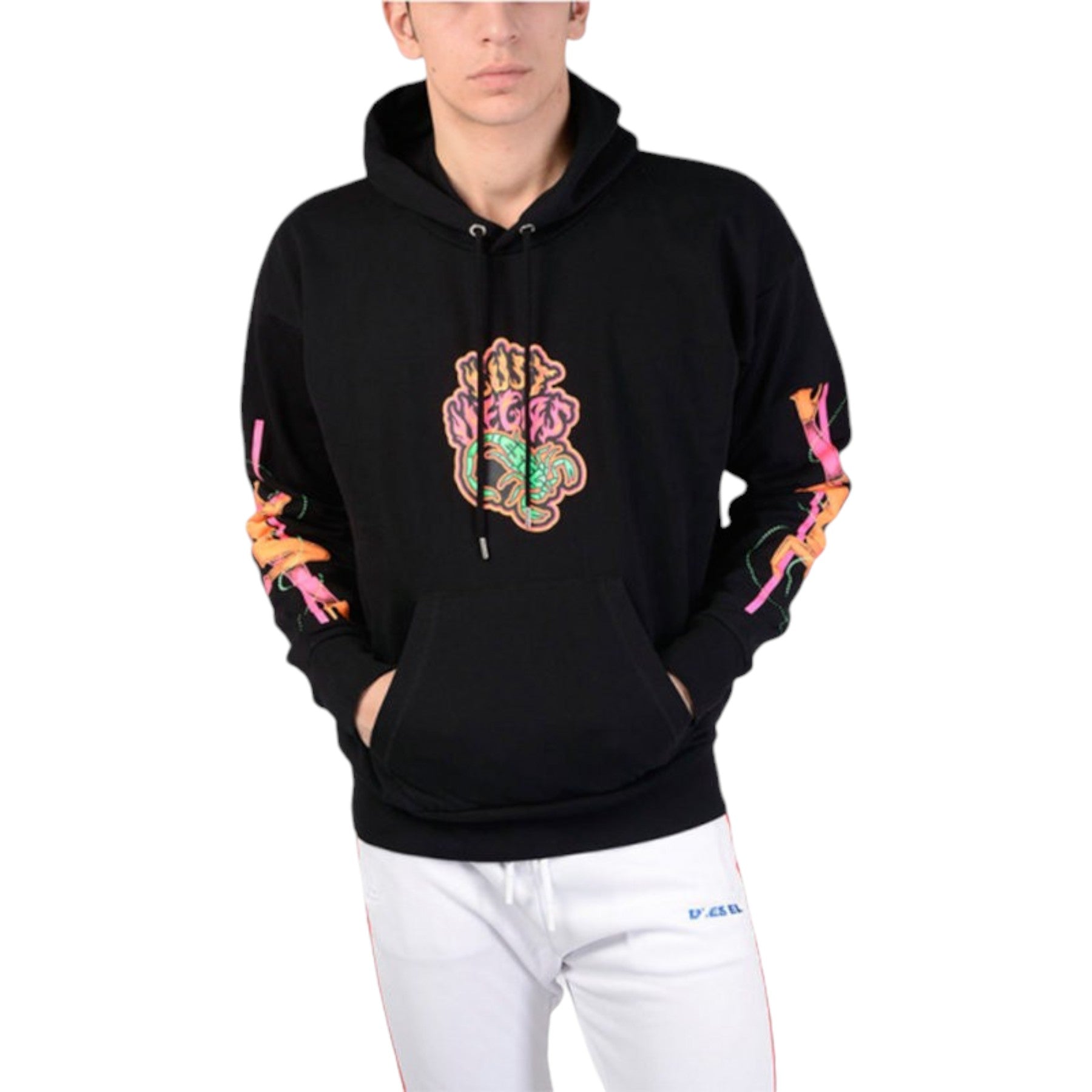 DIESEL S ALBY SC 900 Mens Sweatshirt Pullover Hoodie Fluo Printed Lounge Wear