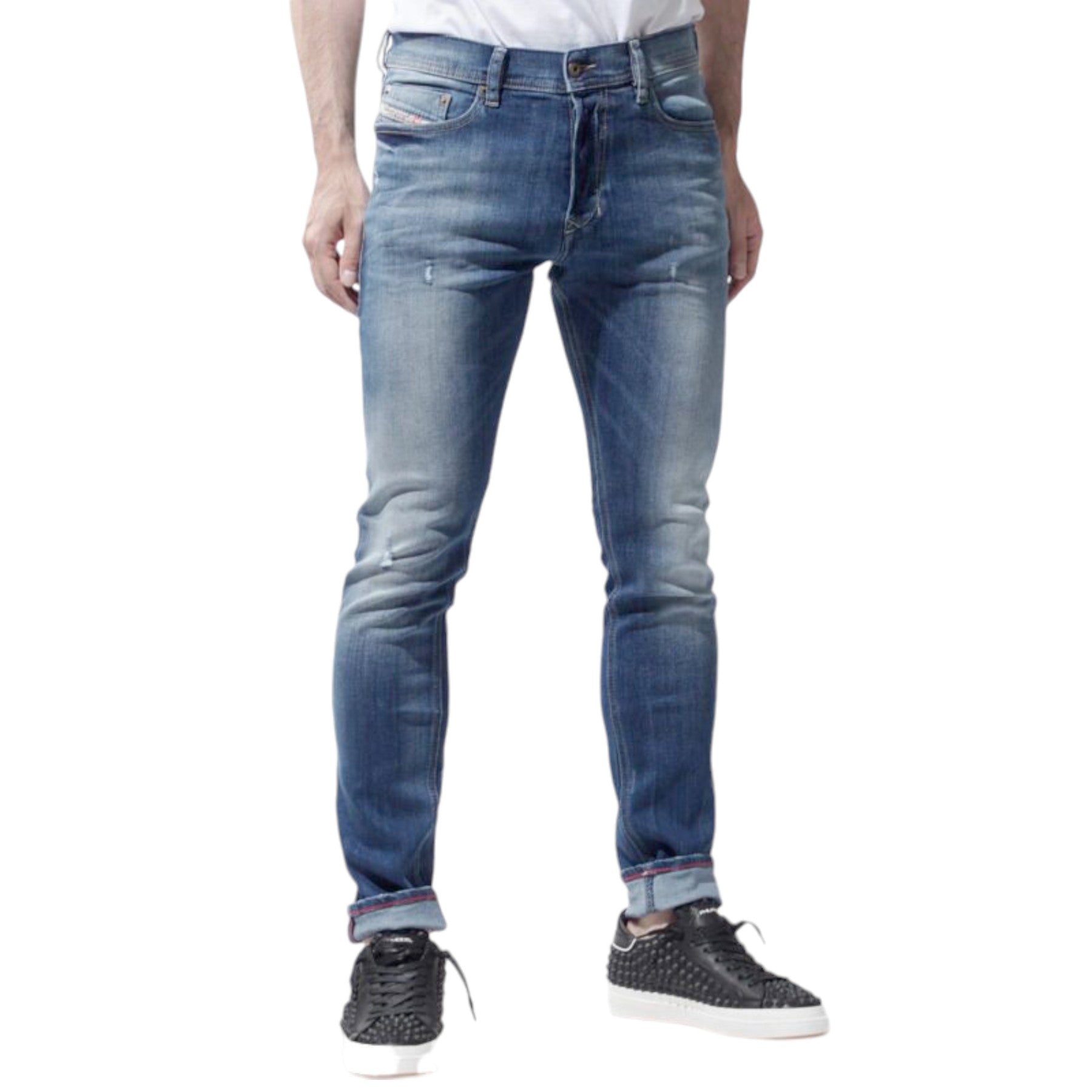 DIESEL TEPPHAR 084GG Mens Denim Jeans Distressed Stretch Slim Fit Carrot Leg NEW