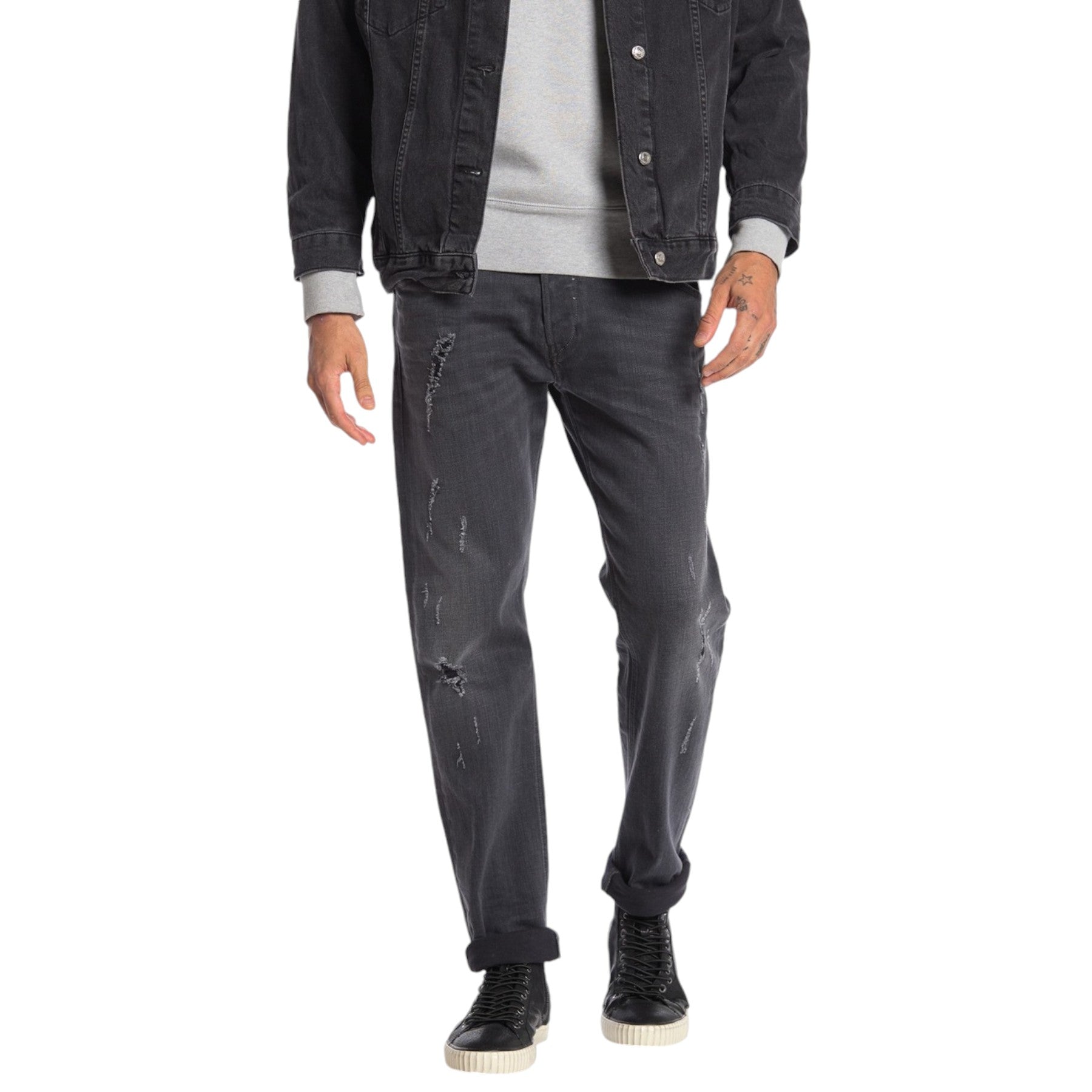 DIESEL BELTHER R R95X8 Mens Denim Jeans Distressed Stretch Regular Slim Tapered