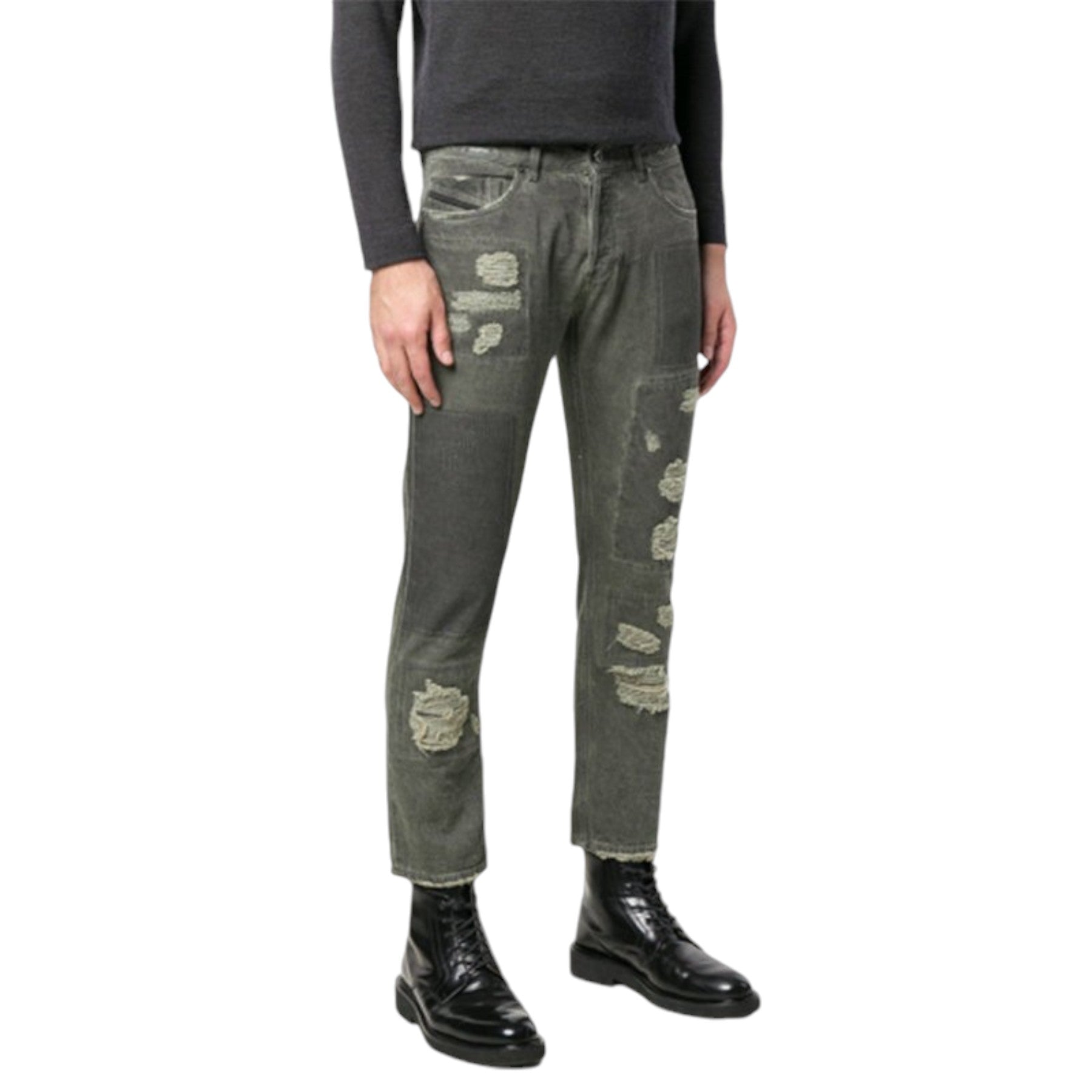 DIESEL BLACK GOLD TYPE-2813B BG8U8 Mens Denim Jeans Distress Regular Slim Italy