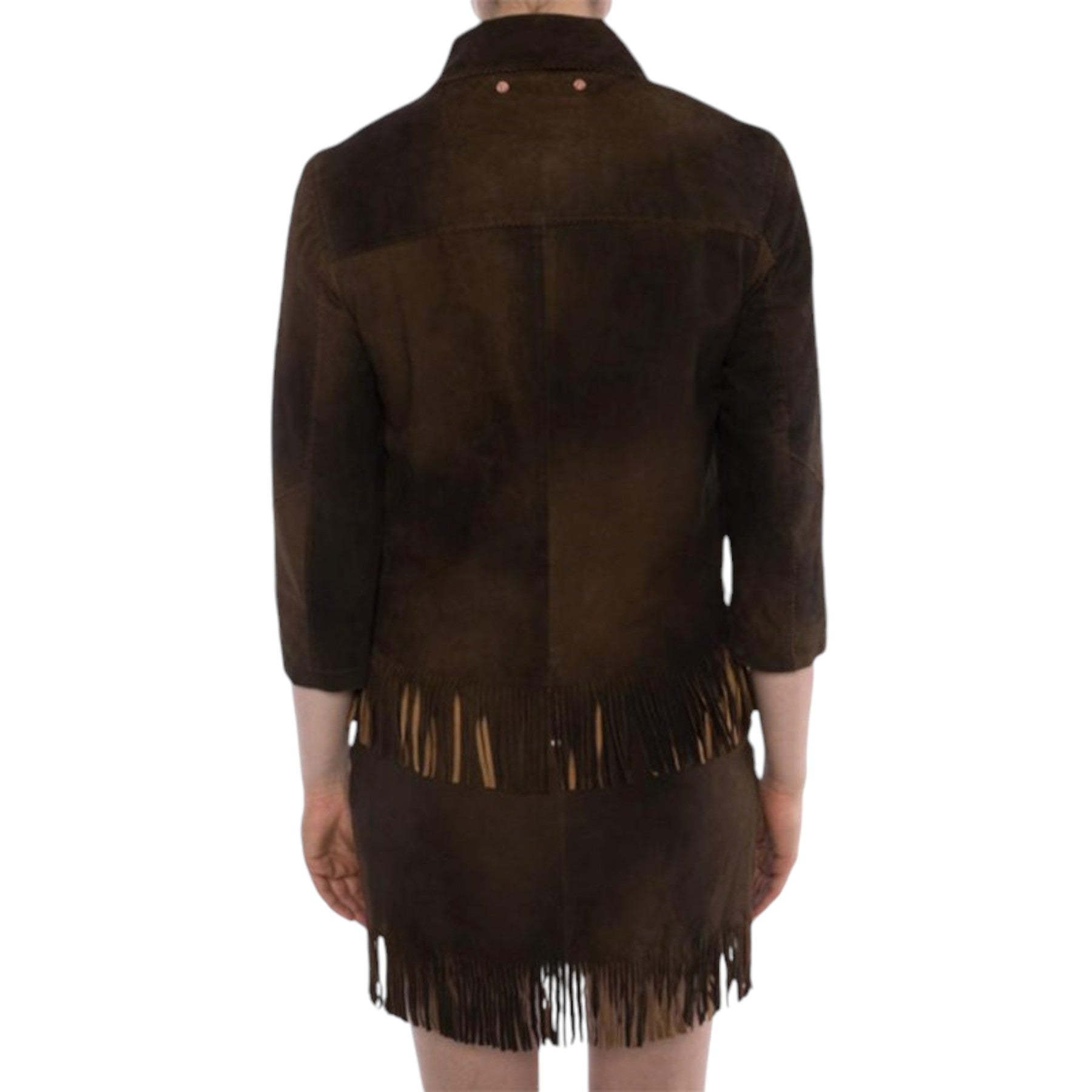 DIESEL L FOXX Womens Genuine Leather Shirt Jacket Size S Fringe Sued Slim Coat