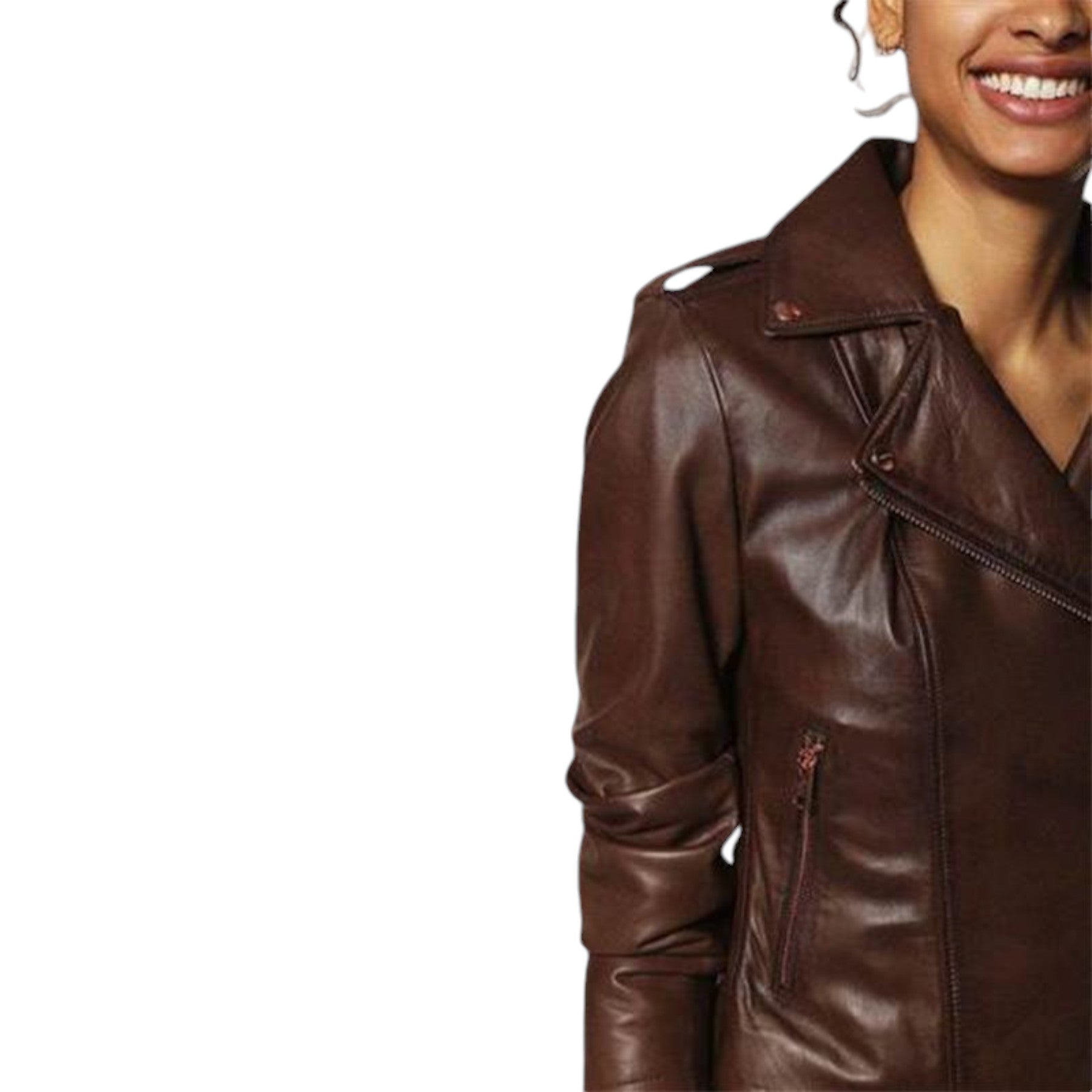 DIESEL L REVI Womens Genuine Leather Biker Jacket Size S Zipped Slim Fit Coat