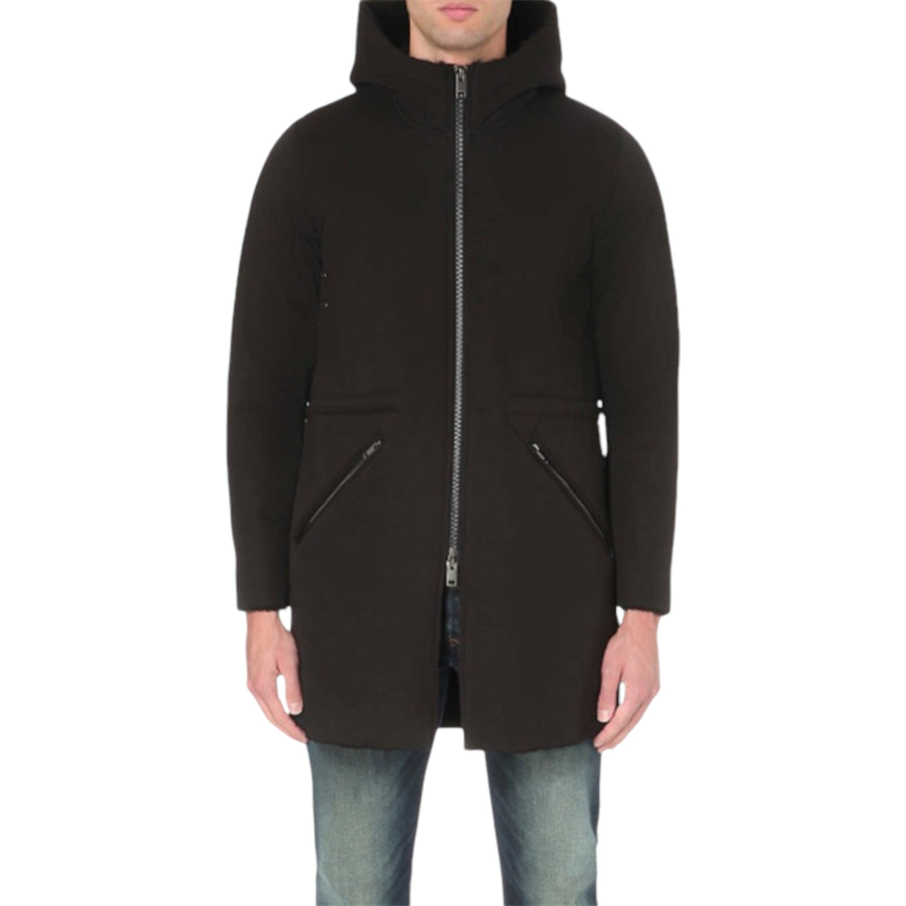 DIESEL W BLENDER Mens Hooded Coat knee long Winter Outwear Casual Waistcoat