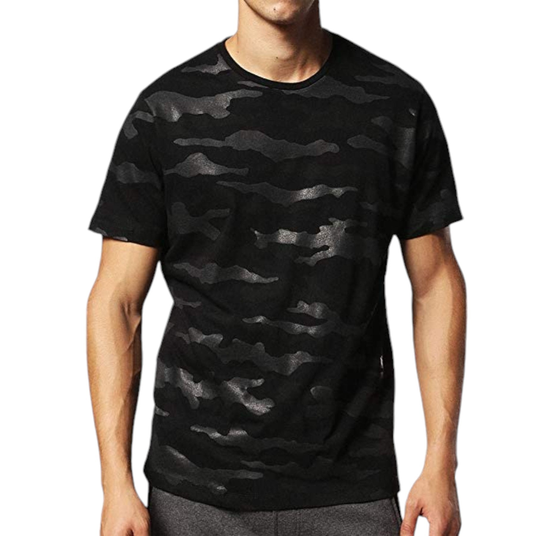 DIESEL T OZIER Men T Shirt Short Sleeve Crew Neck Camouflage Black Casual Summer