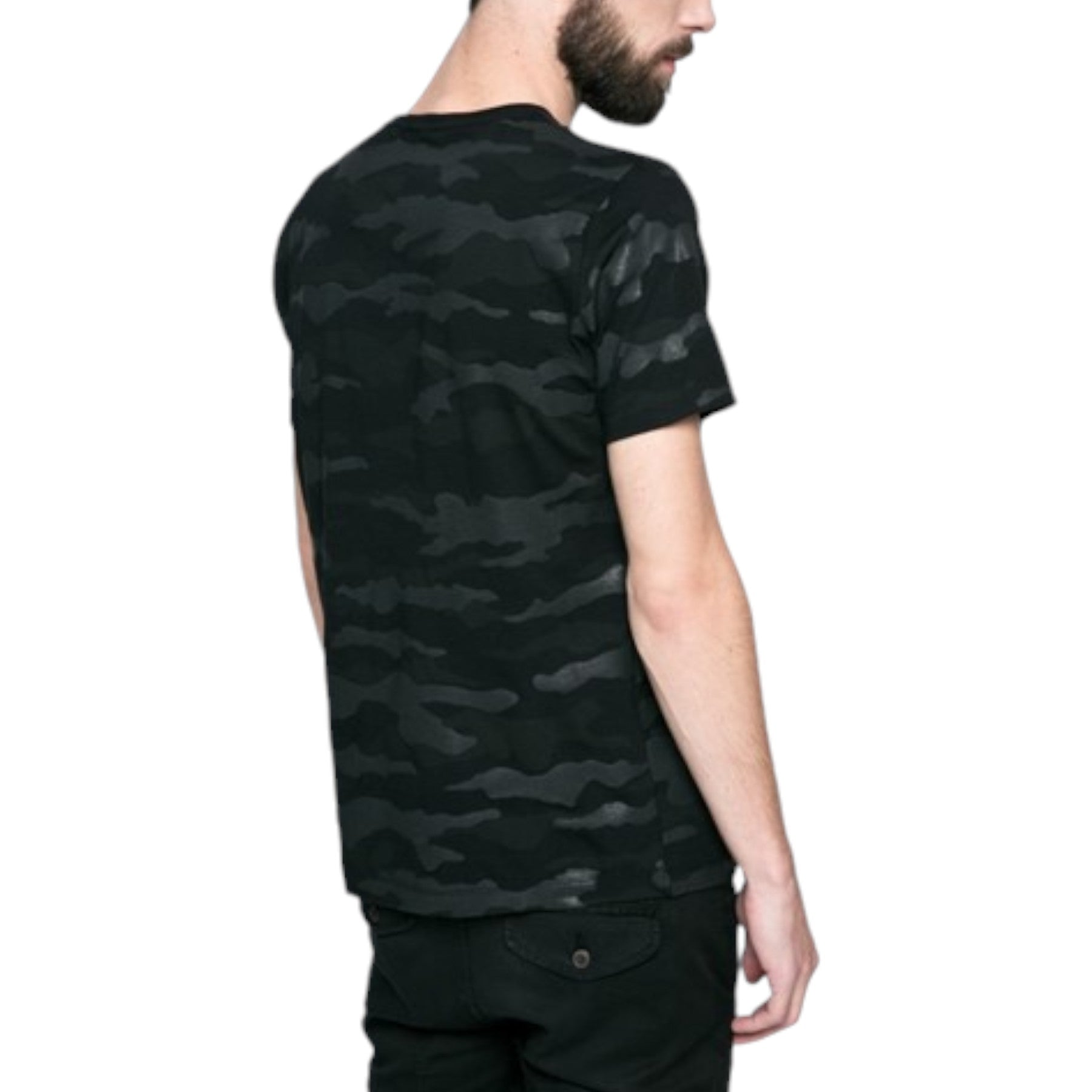 DIESEL T OZIER Men T Shirt Short Sleeve Crew Neck Camouflage Black Casual Summer