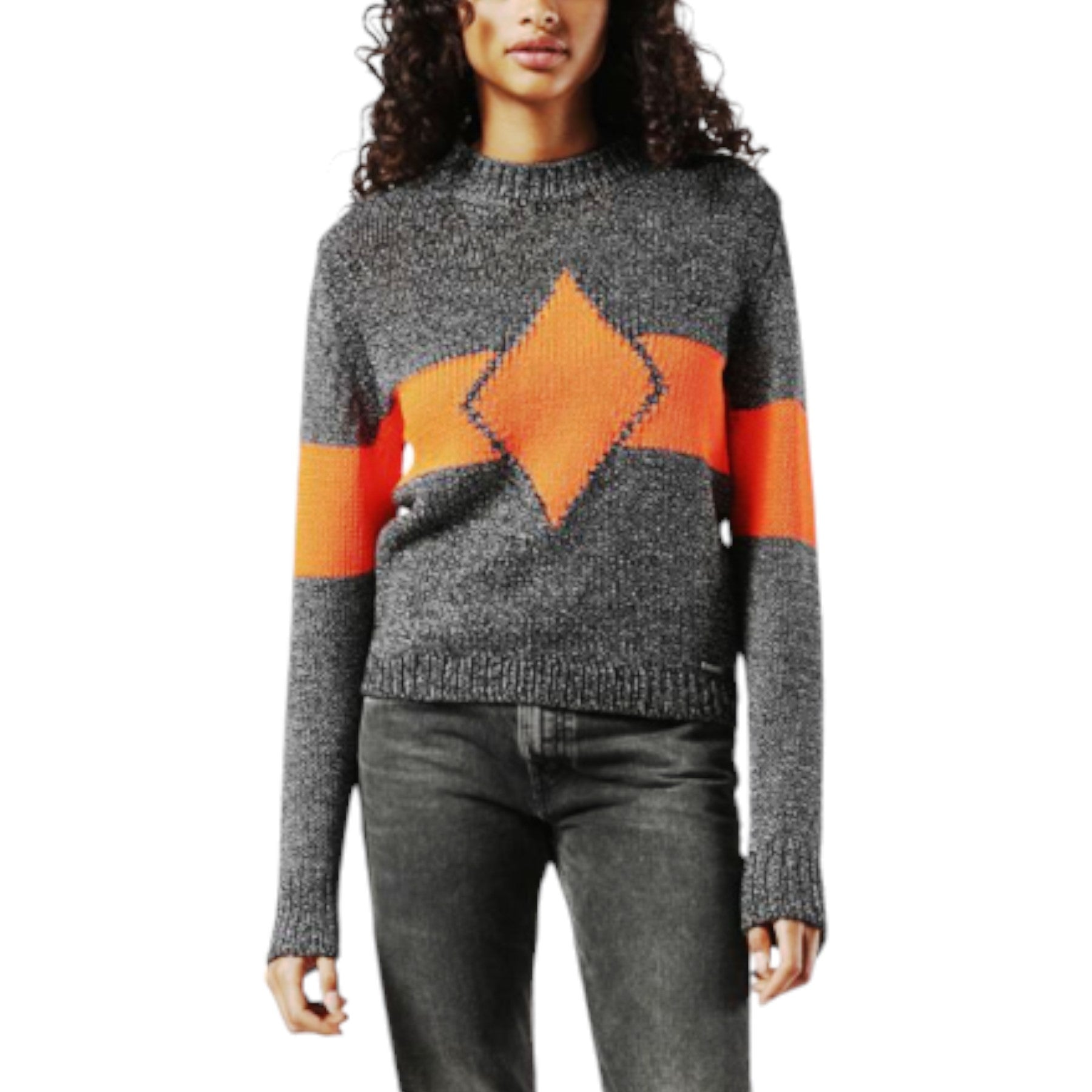 DIESEL M Rhombus 0NAMM Womens Sweatshirt Crew Neck Casual Pullover Wool Jumper