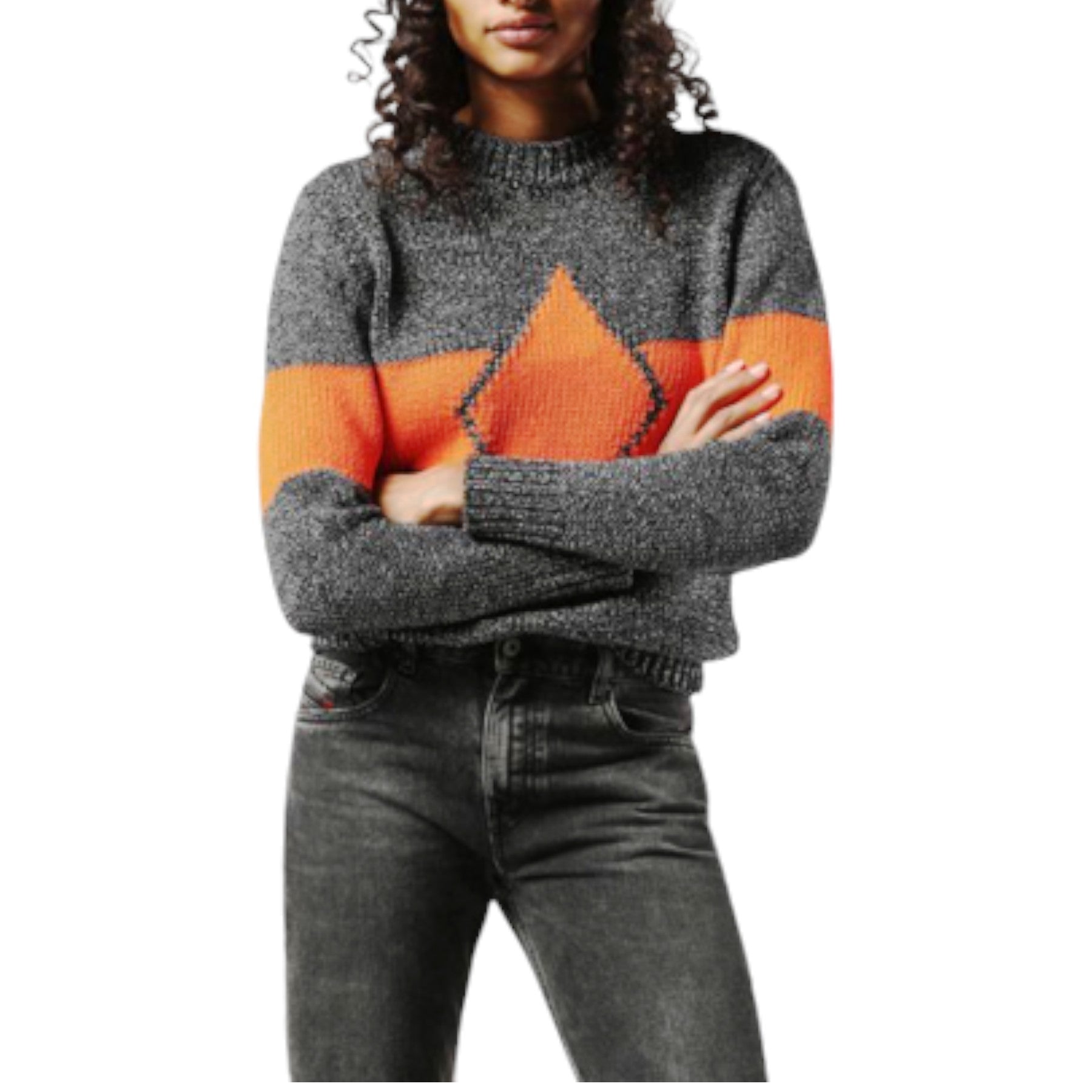 DIESEL M Rhombus 0NAMM Womens Sweatshirt Crew Neck Casual Pullover Wool Jumper