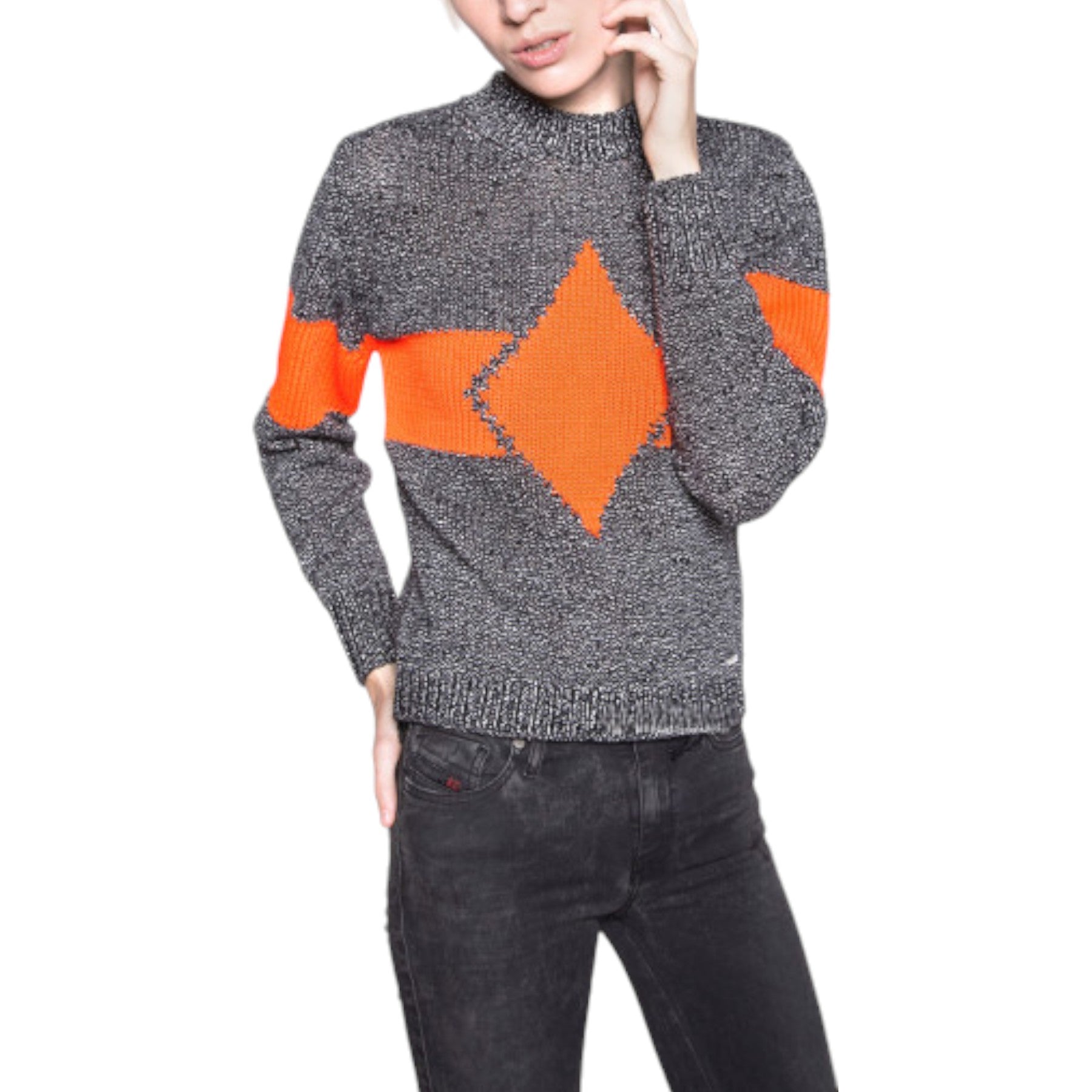 DIESEL M Rhombus 0NAMM Womens Sweatshirt Crew Neck Casual Pullover Wool Jumper