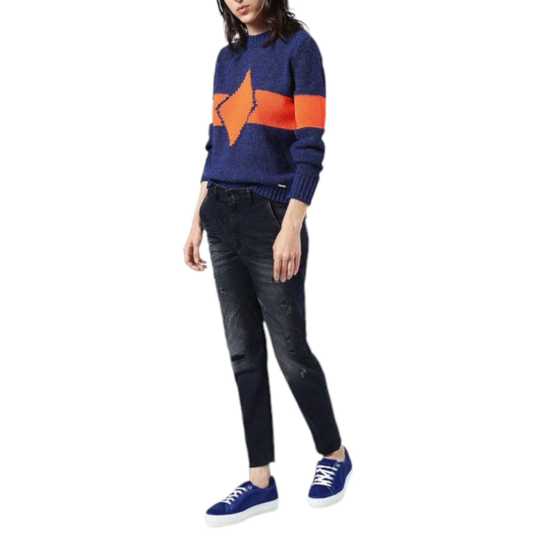 DIESEL M Rhombus 0NAMM 8CR Womens Sweatshirt Slim Crew Neck Pullover Wool Jumper