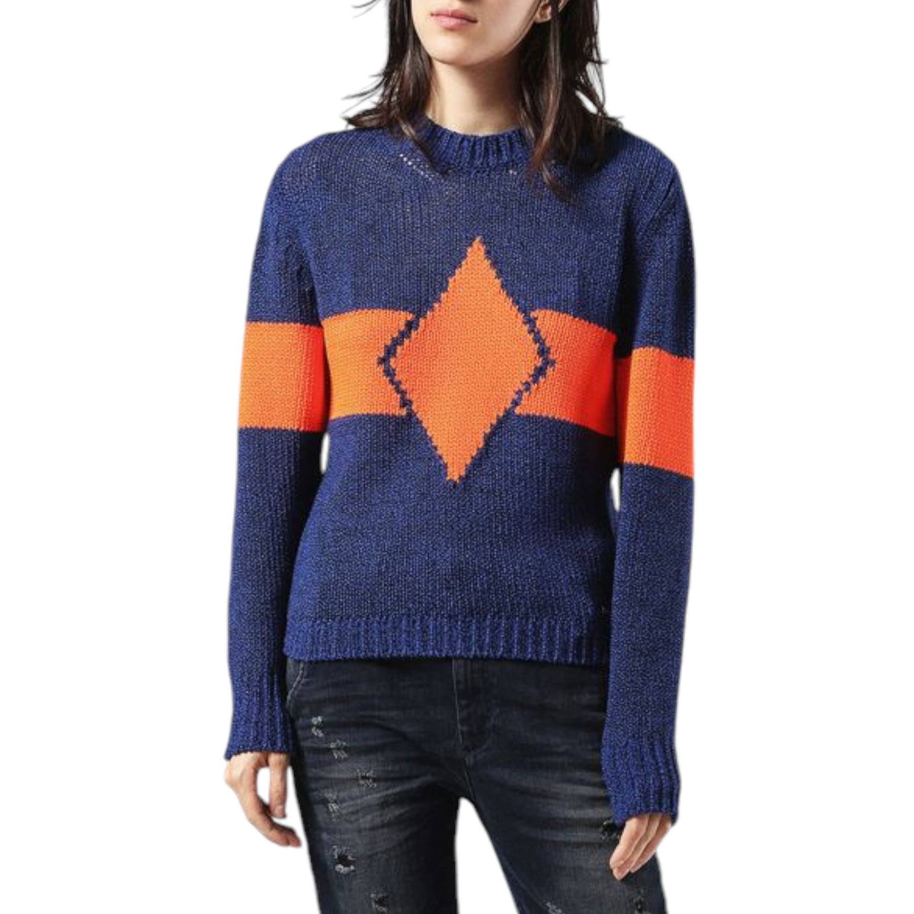 DIESEL M Rhombus 0NAMM 8CR Womens Sweatshirt Slim Crew Neck Pullover Wool Jumper