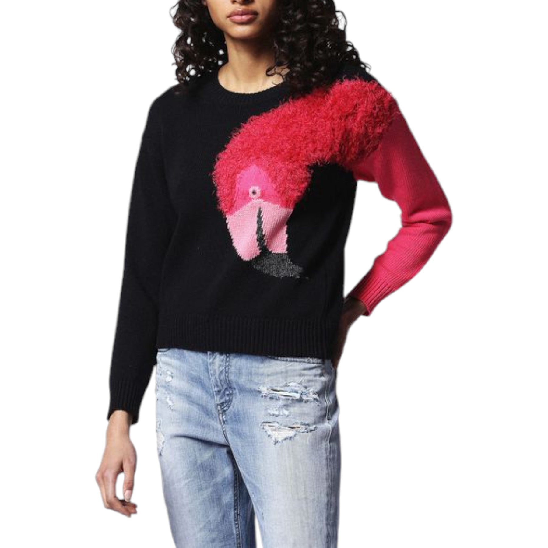 DIESEL M FLAMY A FLAMINGO 0HANU Womens Sweatshirt Crew Neck Pullover Knit Jumper