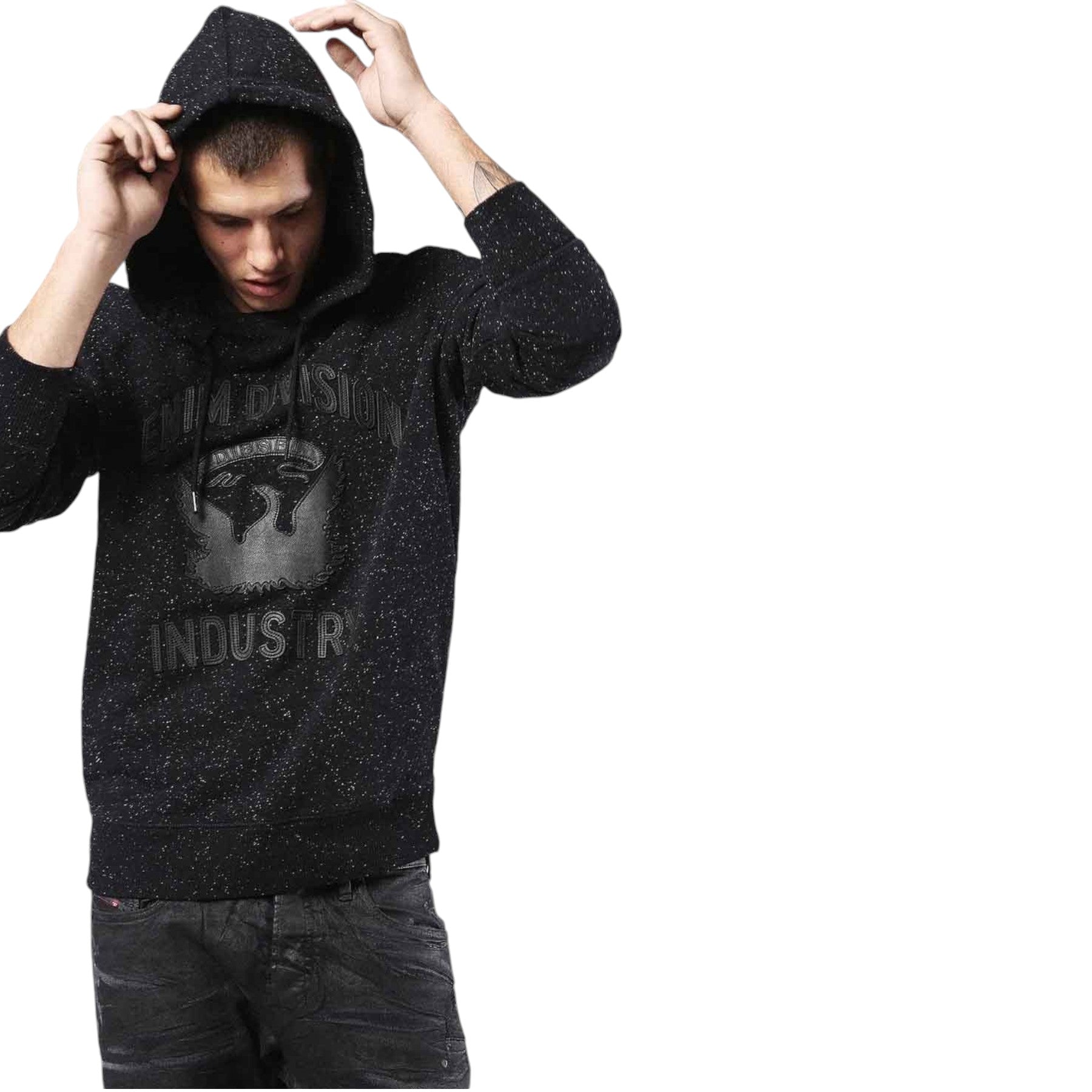 DIESEL S Joe Hood LR 900 Mens Sweatshirts Hooded Leather Ambrose Pullover Jumper