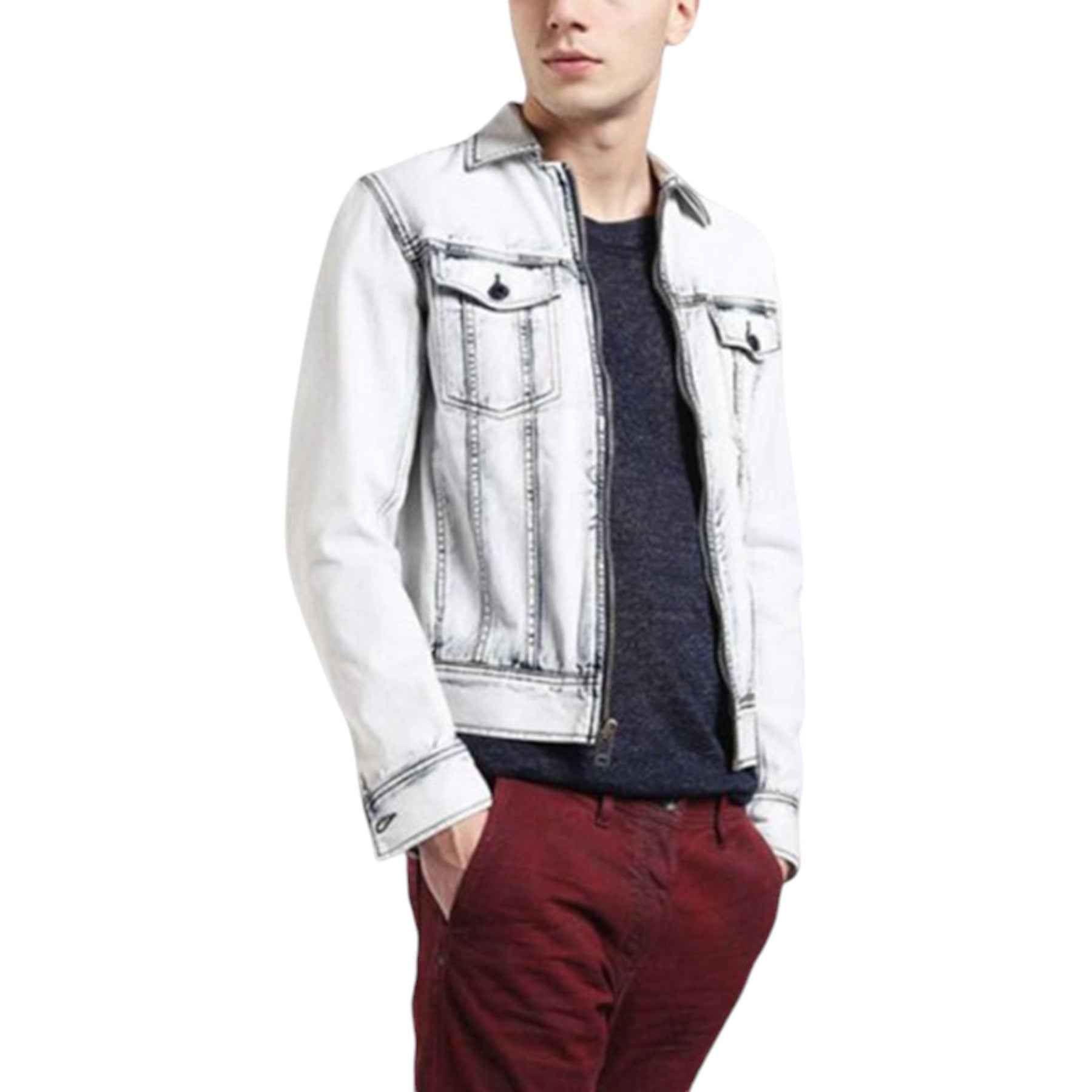 DIESEL D JAR 0JA0E DENIM Mens Denim Jacket Long Sleeve Cotton Summer Casual Coat