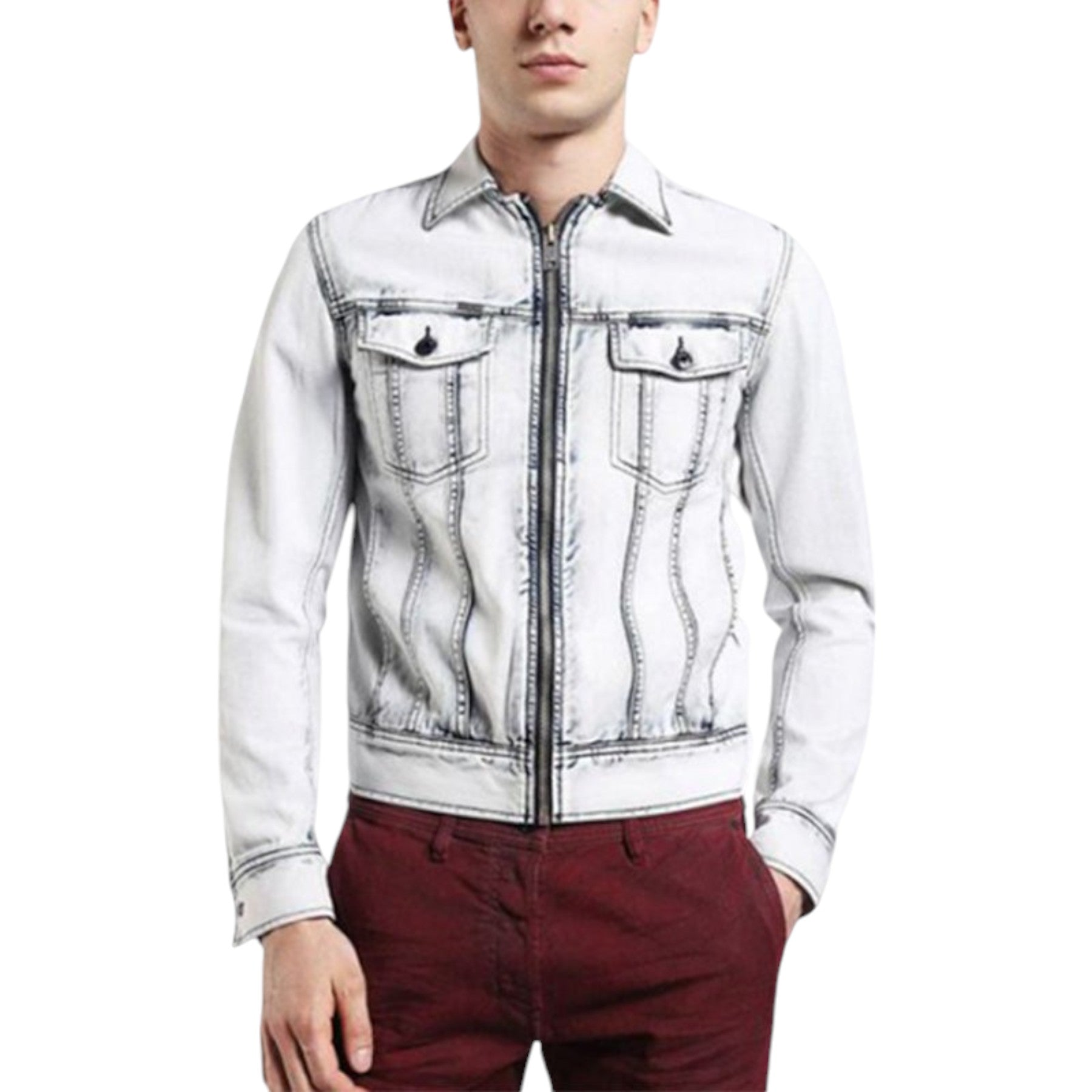 DIESEL D JAR 0JA0E DENIM Mens Denim Jacket Long Sleeve Cotton Summer Casual Coat