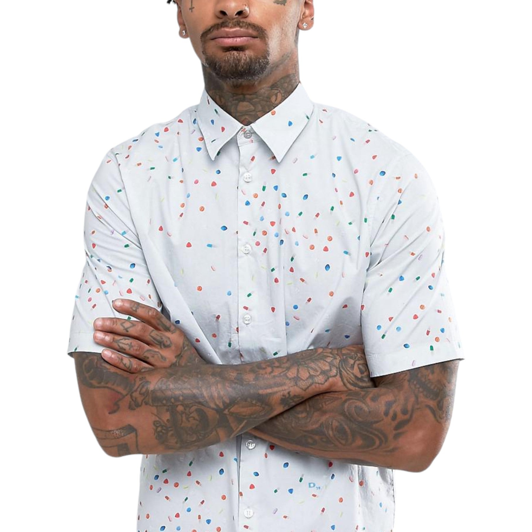 DIESEL S ART 0PAQJ 99G Mens Shirt Short Sleeves Casual Summer Pill Print Shirts