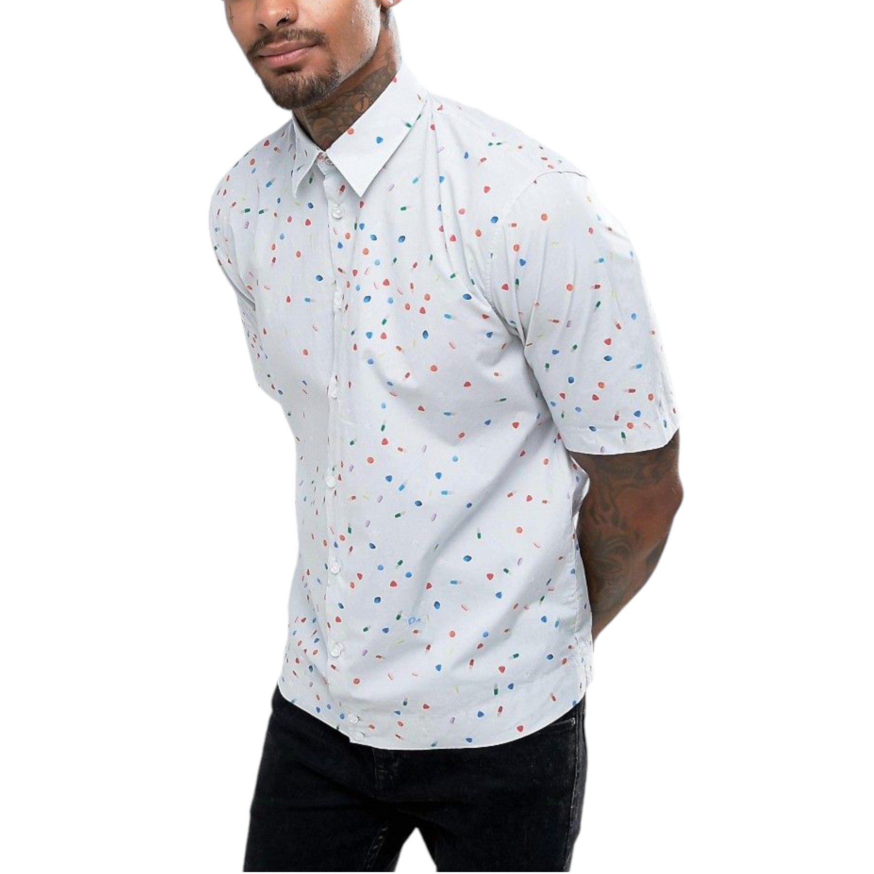 DIESEL S ART 0PAQJ 99G Mens Shirt Short Sleeves Casual Summer Pill Print Shirts