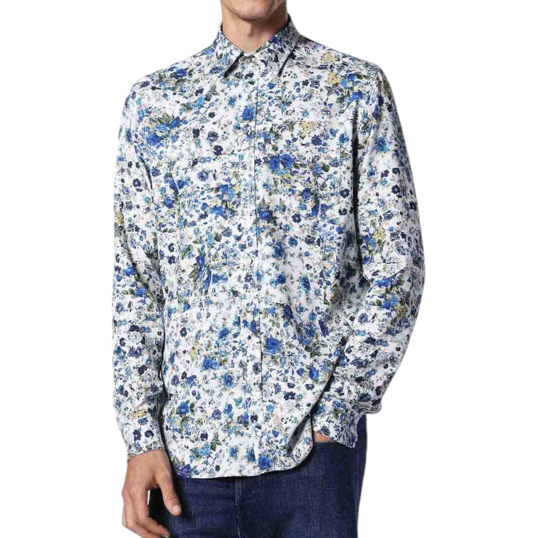 DIESEL S NICO 0QAPZ Mens Shirt Long Sleeves Casual Summer Cotton White Shirts