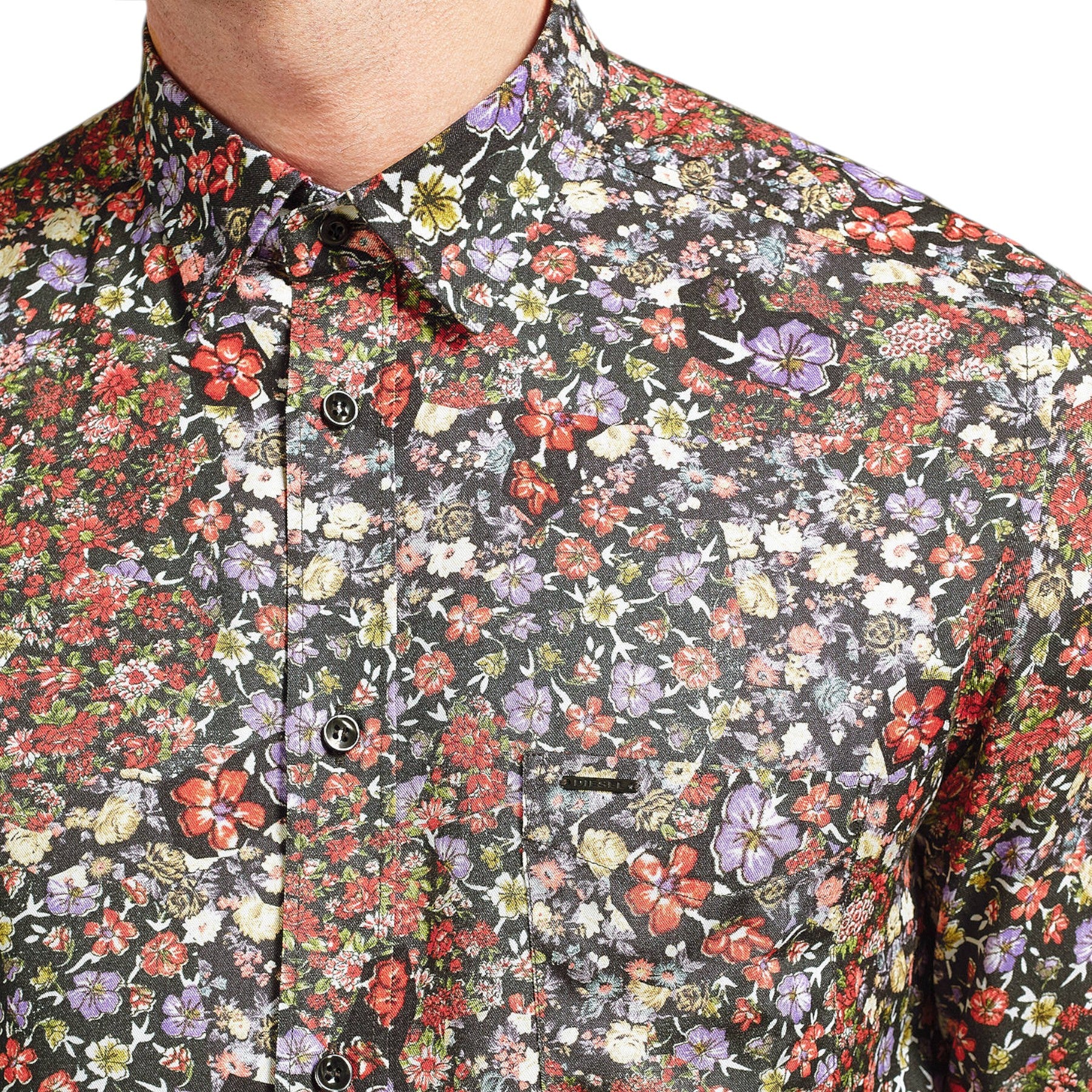 DIESEL S NICO 0QAPZ 900 Mens Shirt Long Sleeve Casual Summer Cotton floral Shirt