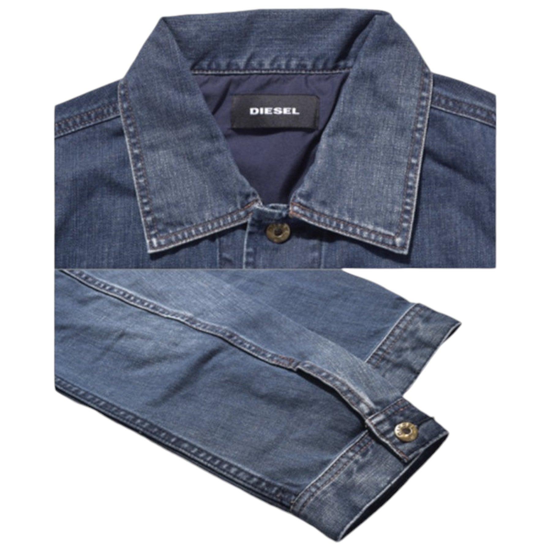 DIESEL NHILL 0IALA DENIM Mens Denim Jacket Casual Winter Vintage Slim Fit Coat