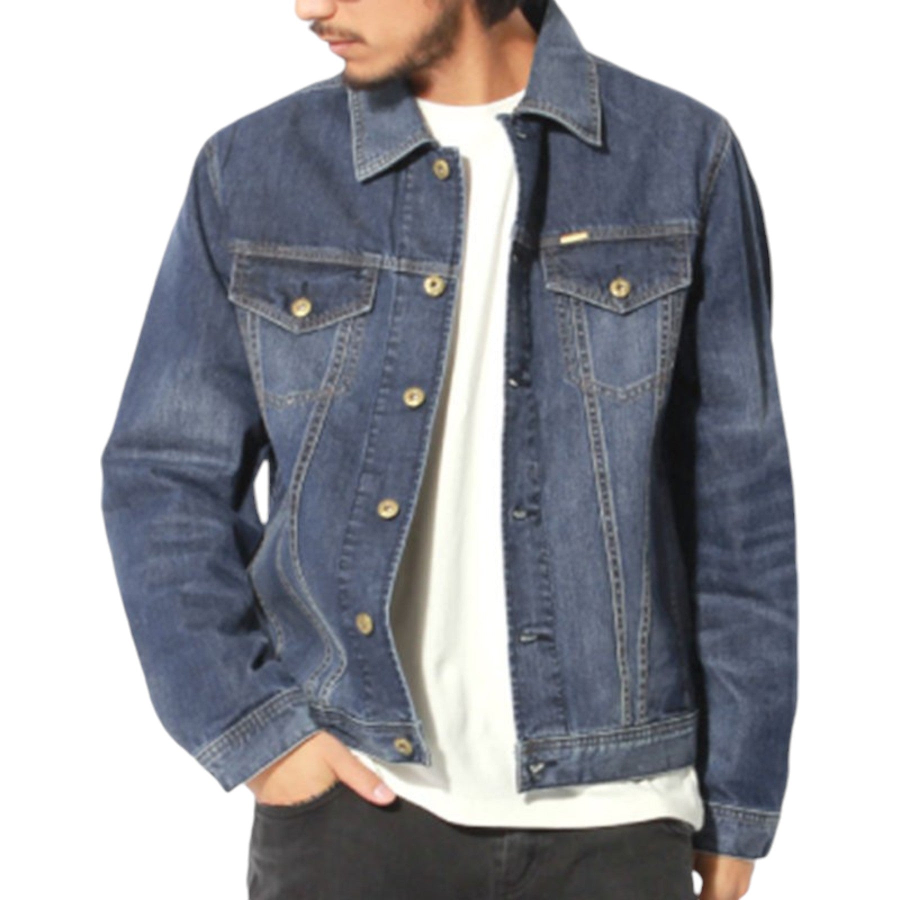 DIESEL NHILL 0IALA DENIM Mens Denim Jacket Casual Winter Vintage Slim Fit Coat