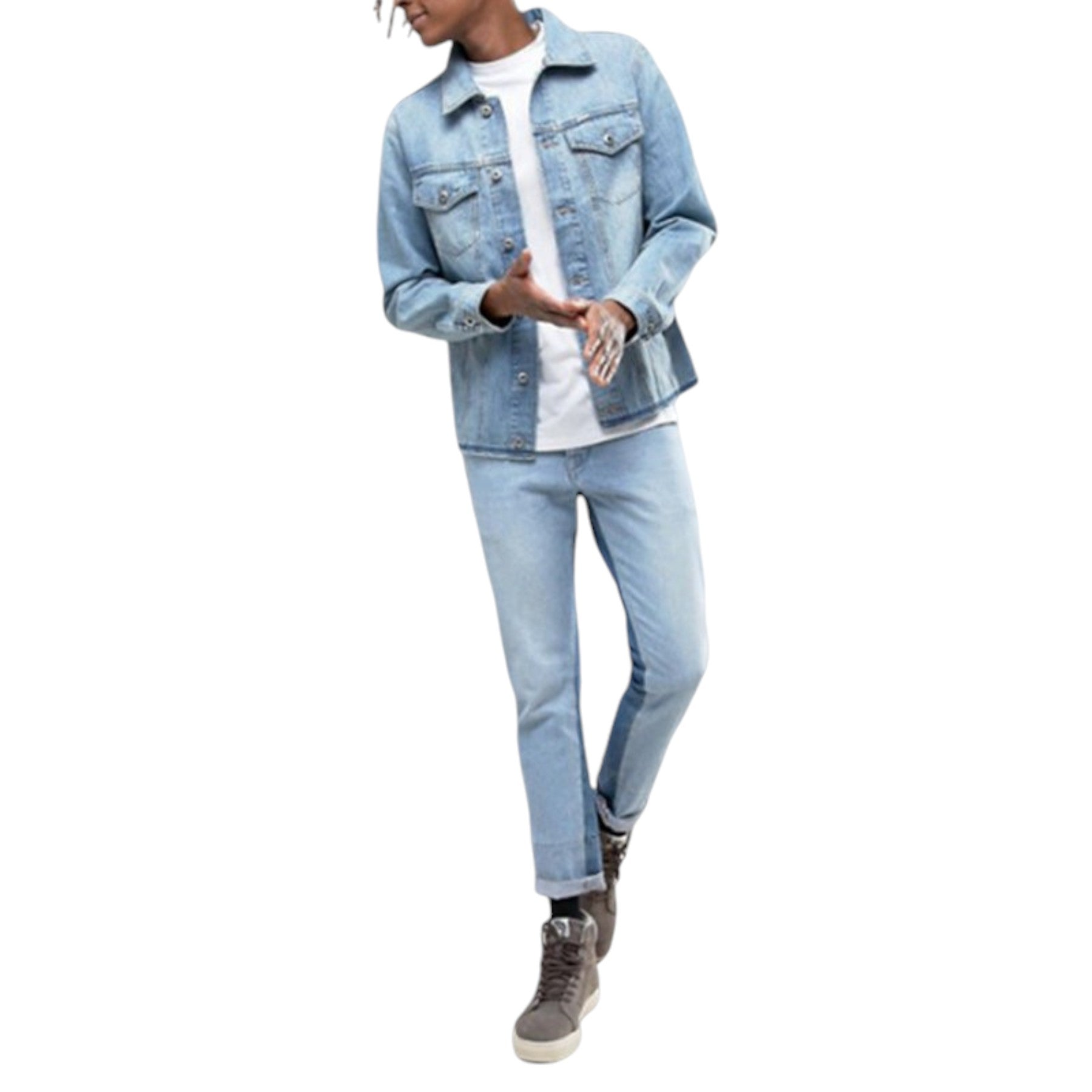 DIESEL NHILL RE 0LANX Mens Denim Jacket Casual Winter Vintage Slim Fit Blue Coat