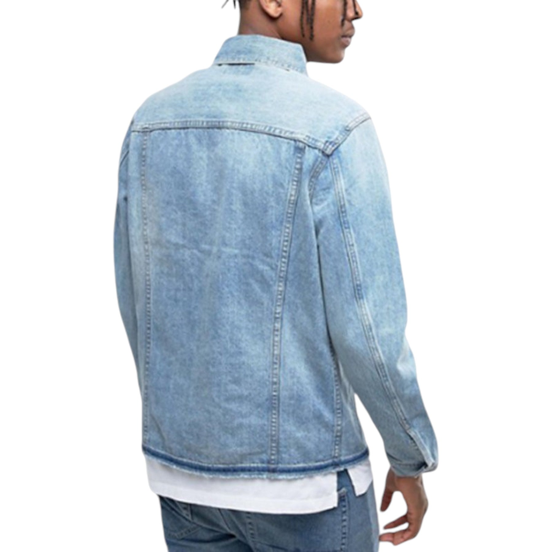 DIESEL NHILL RE 0LANX Mens Denim Jacket Casual Winter Vintage Slim Fit Blue Coat