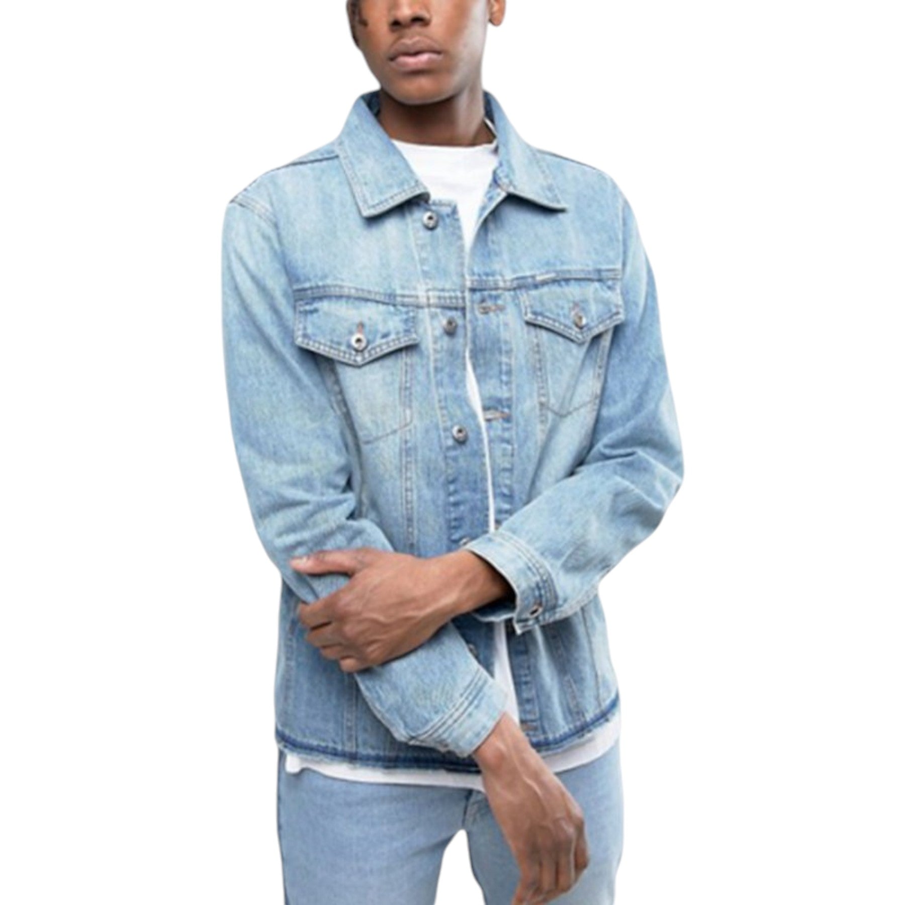 DIESEL NHILL RE 0LANX Mens Denim Jacket Casual Winter Vintage Slim Fit Blue Coat