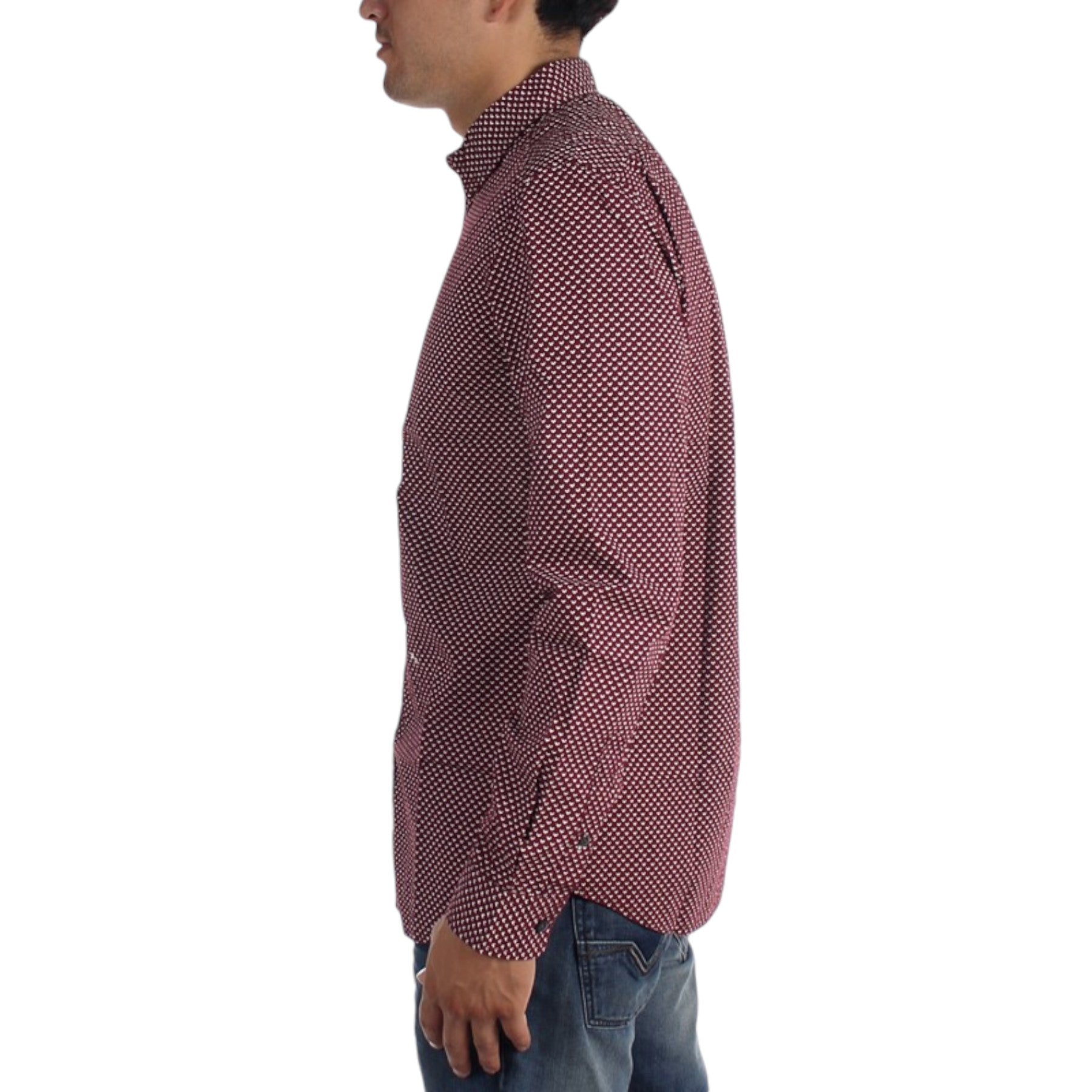 DIESEL S Pink 0NANB Mens Shirt Long Sleeves Casual Outwear Cotton Maroon Shirts