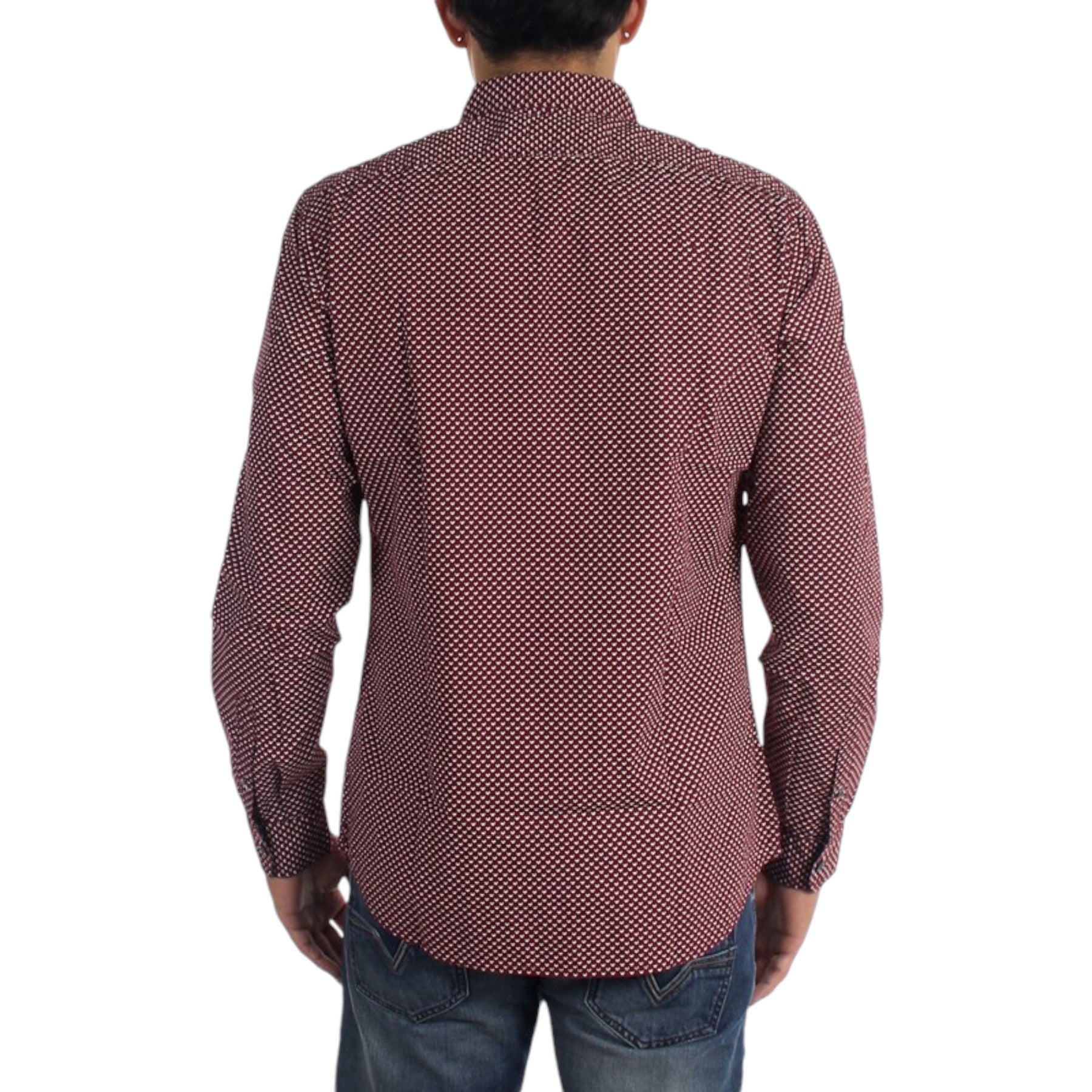 DIESEL S Pink 0NANB Mens Shirt Long Sleeves Casual Outwear Cotton Maroon Shirts