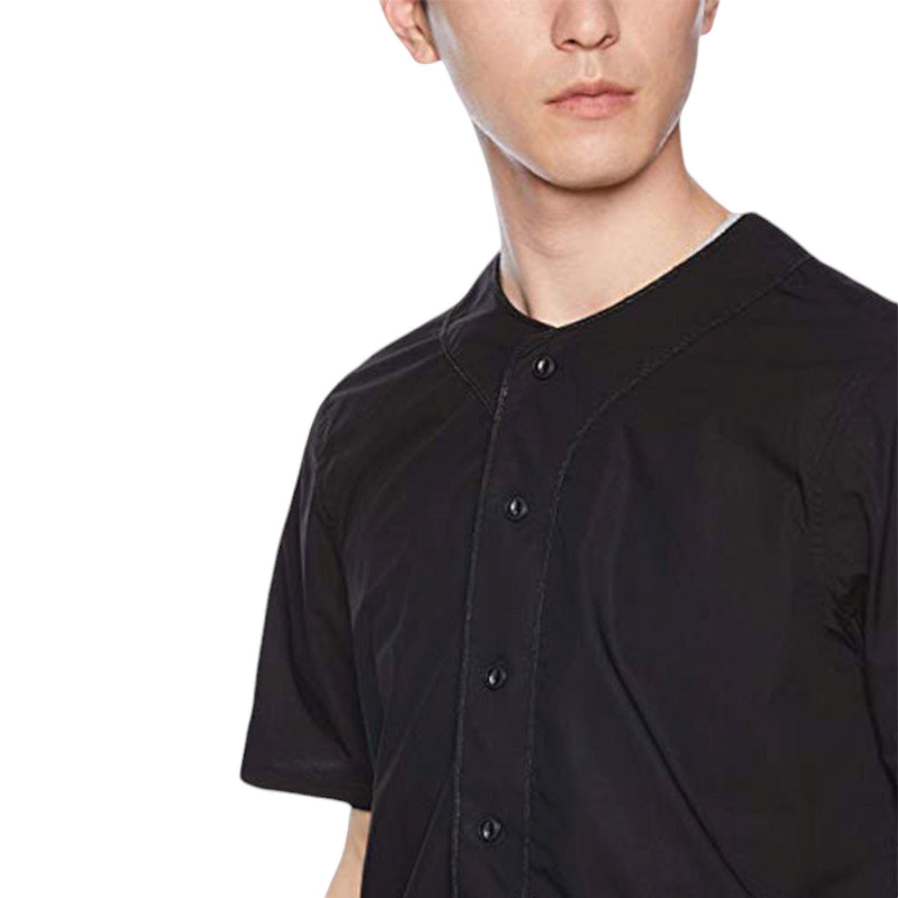 DIESEL S-BOW 0KANQ 900 Mens Bomber Neck Shirt Black Slim fit Casual Short Sleeve