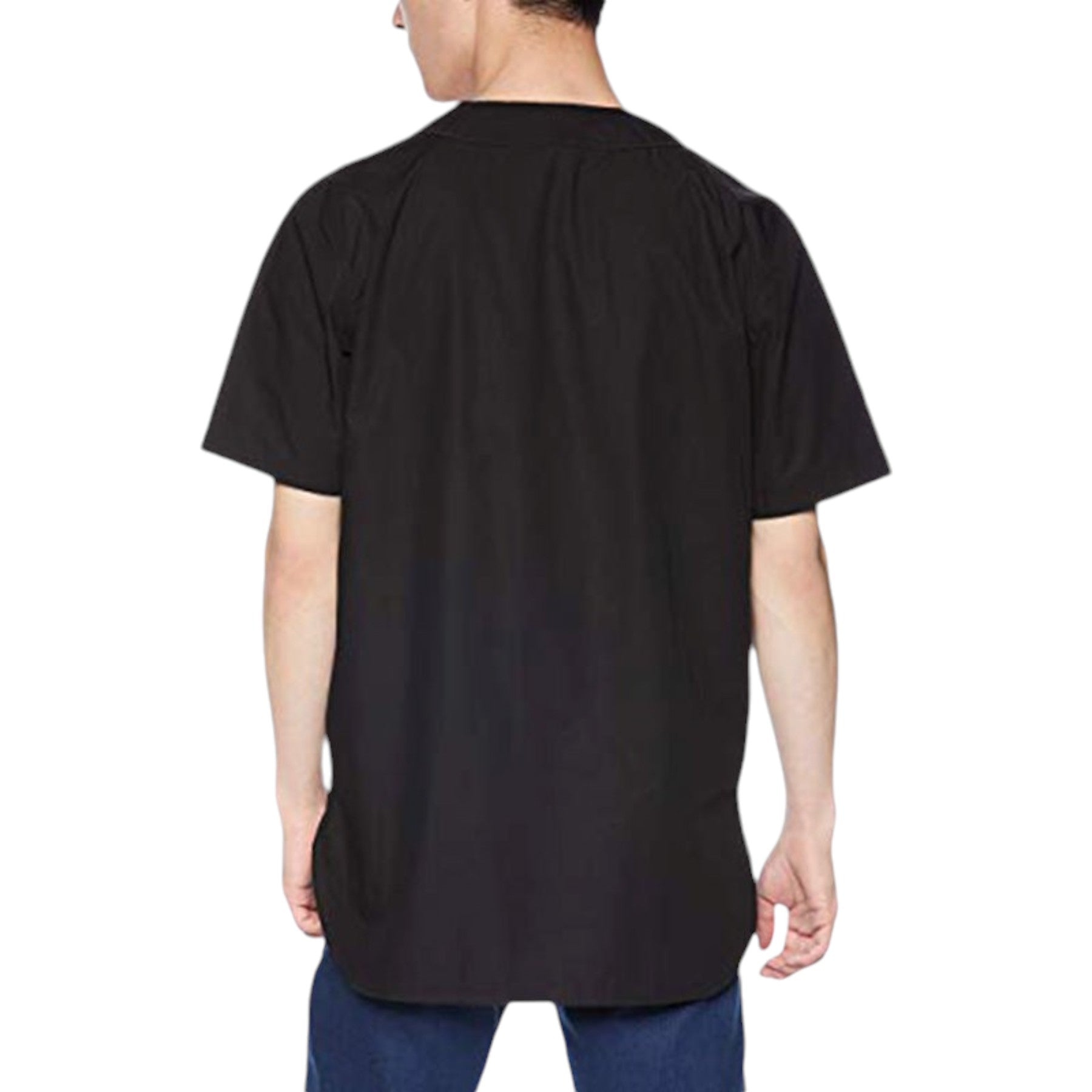 DIESEL S-BOW 0KANQ 900 Mens Bomber Neck Shirt Black Slim fit Casual Short Sleeve