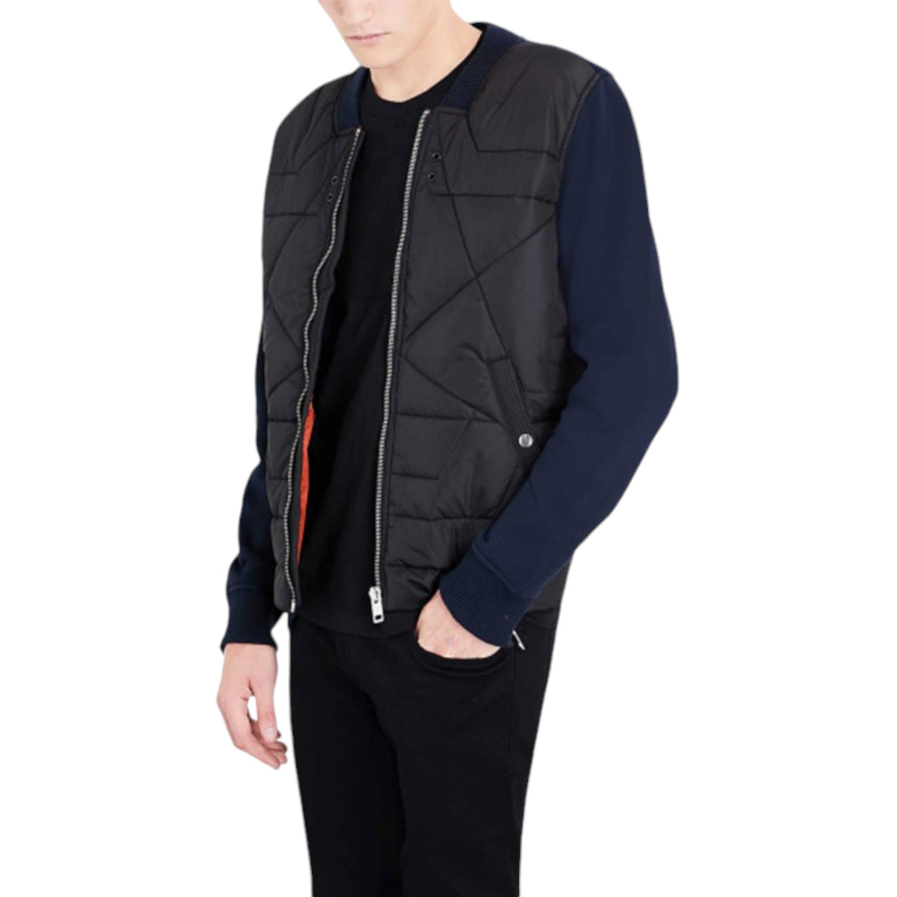 DIESEL S KINGS Mens Bomber Jacket Padded Casual Winter Outwear Black Fleece Coat