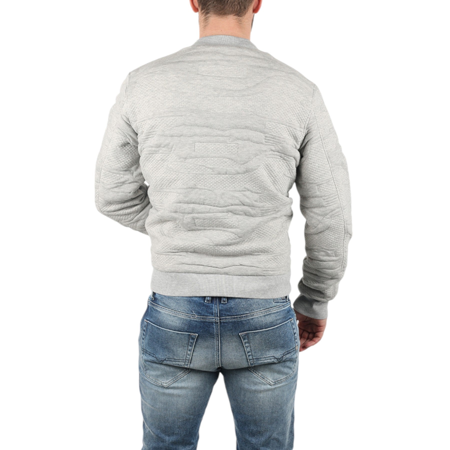 DIESEL S BOMB 0DANA Mens Bomber Jacket Stretch Winter Casual Varsity Jacket Grey