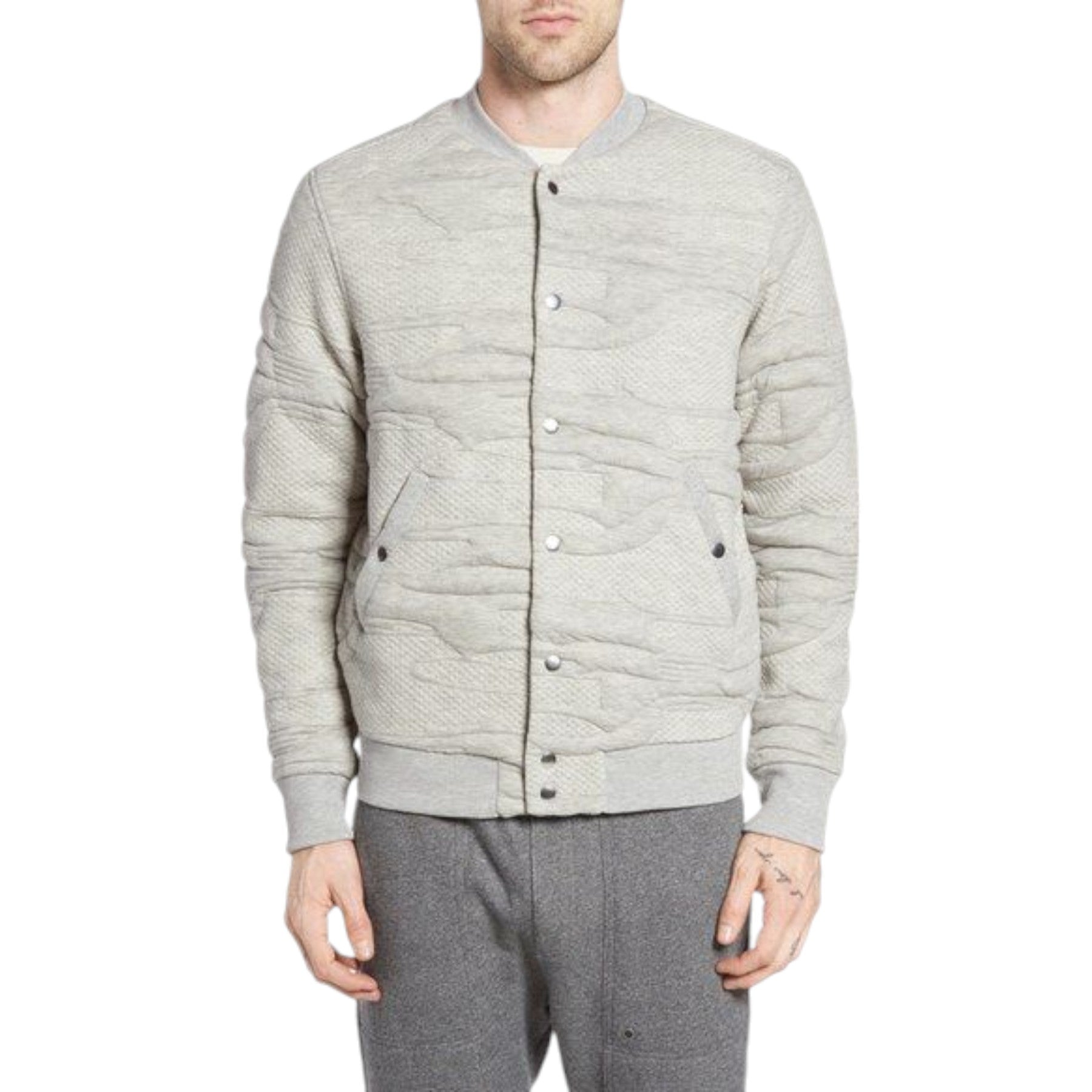 DIESEL S BOMB 0DANA Mens Bomber Jacket Stretch Winter Casual Varsity Jacket Grey