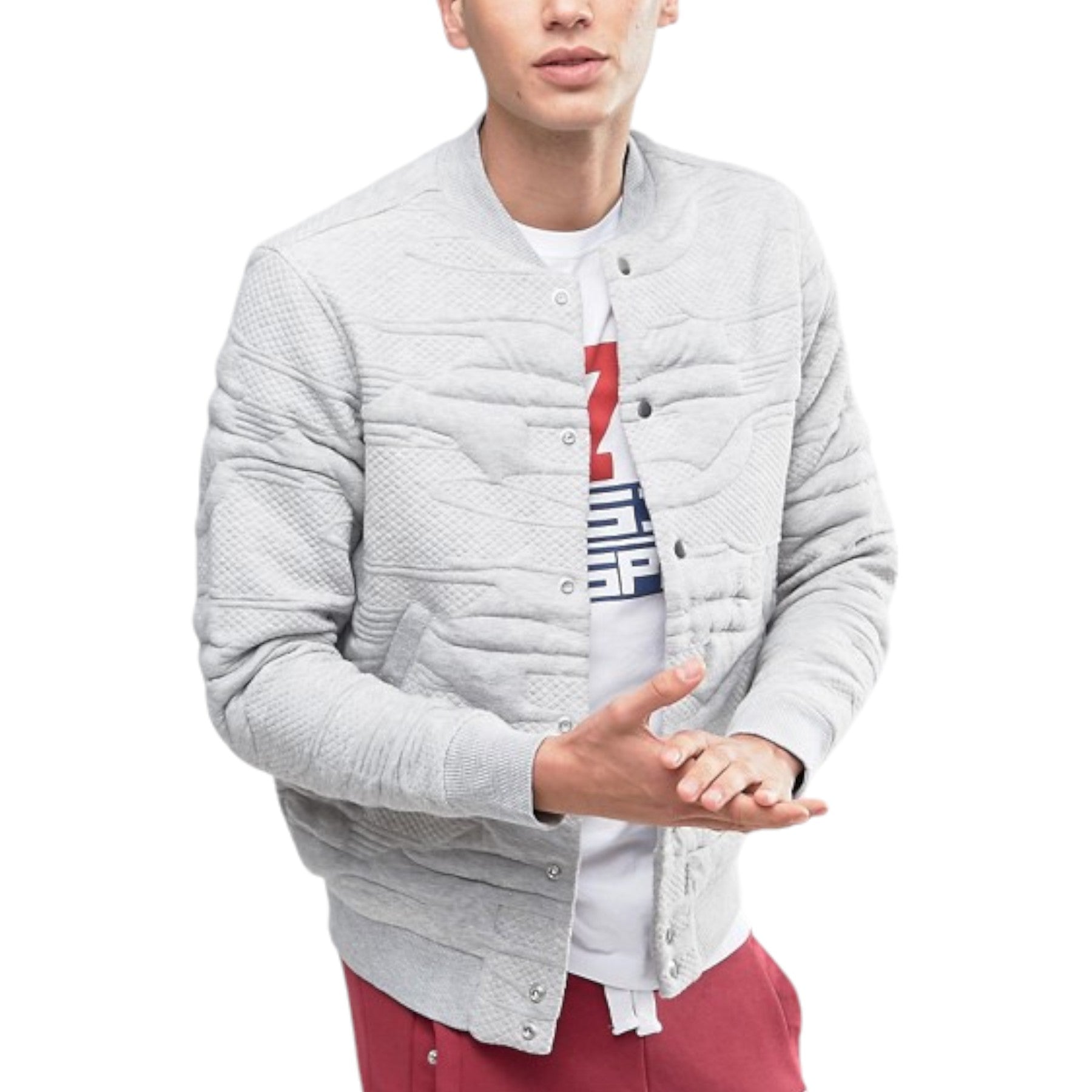 DIESEL S BOMB 0DANA Mens Bomber Jacket Stretch Winter Casual Varsity Jacket Grey