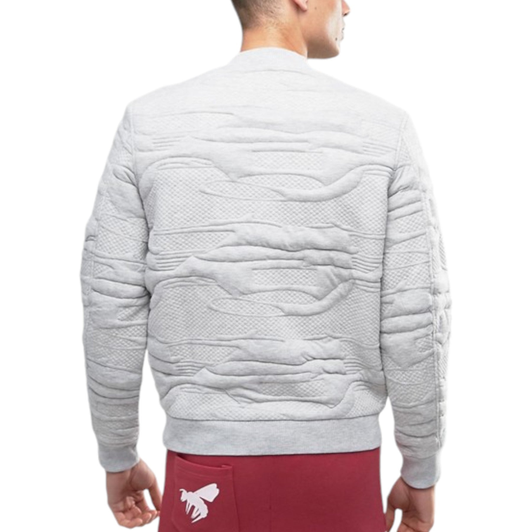 DIESEL S BOMB 0DANA Mens Bomber Jacket Stretch Winter Casual Varsity Jacket Grey