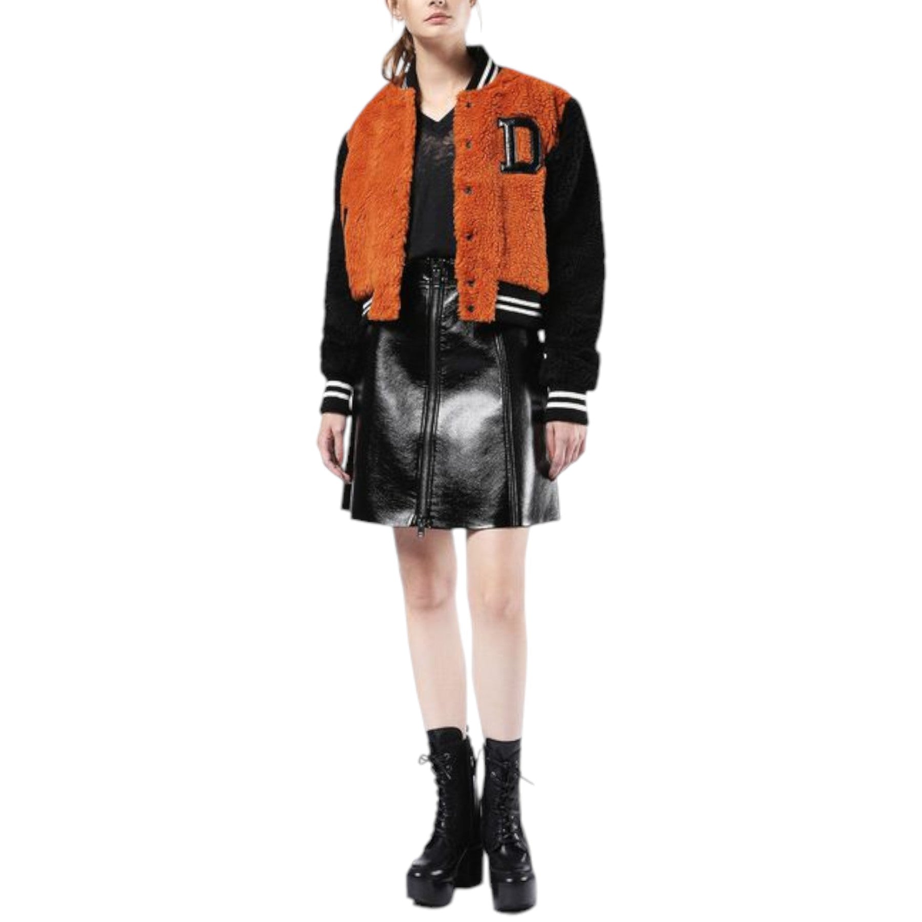 DIESEL L DARICE GONNA 0JAME Womens High Waist Summer Mini Skirt Black Bodycon