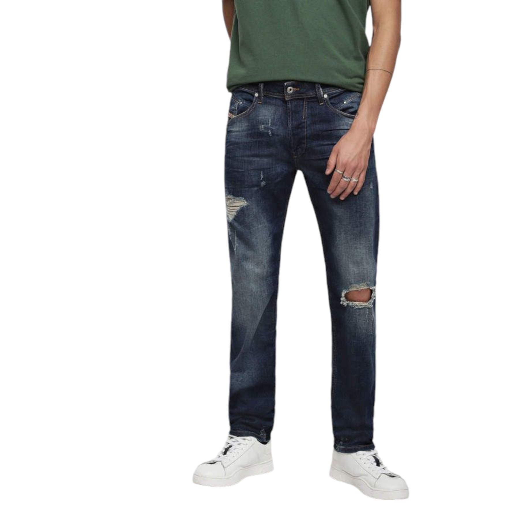 DIESEL Bealther 084TX Mens Denim Jeans Distressed Stretch Regular Slim Tapered