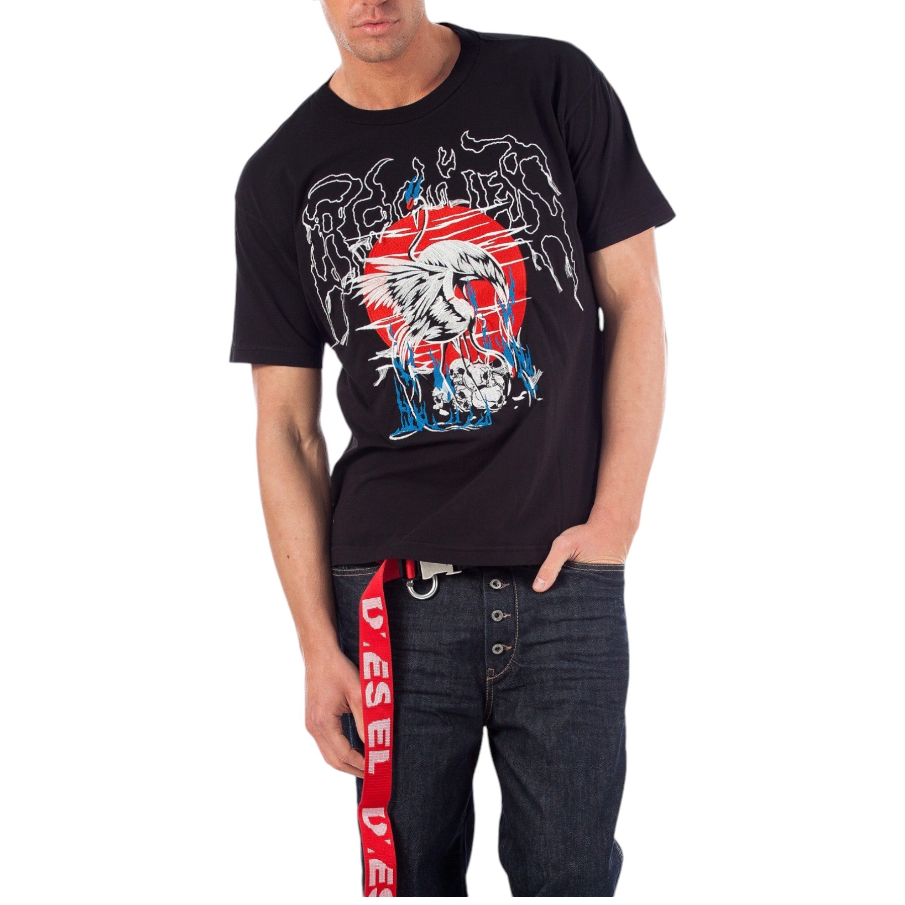 DIESEL T WALLACE SG Mens T Shirt Short Sleeves Crew Neck Casual Summer Black Tee