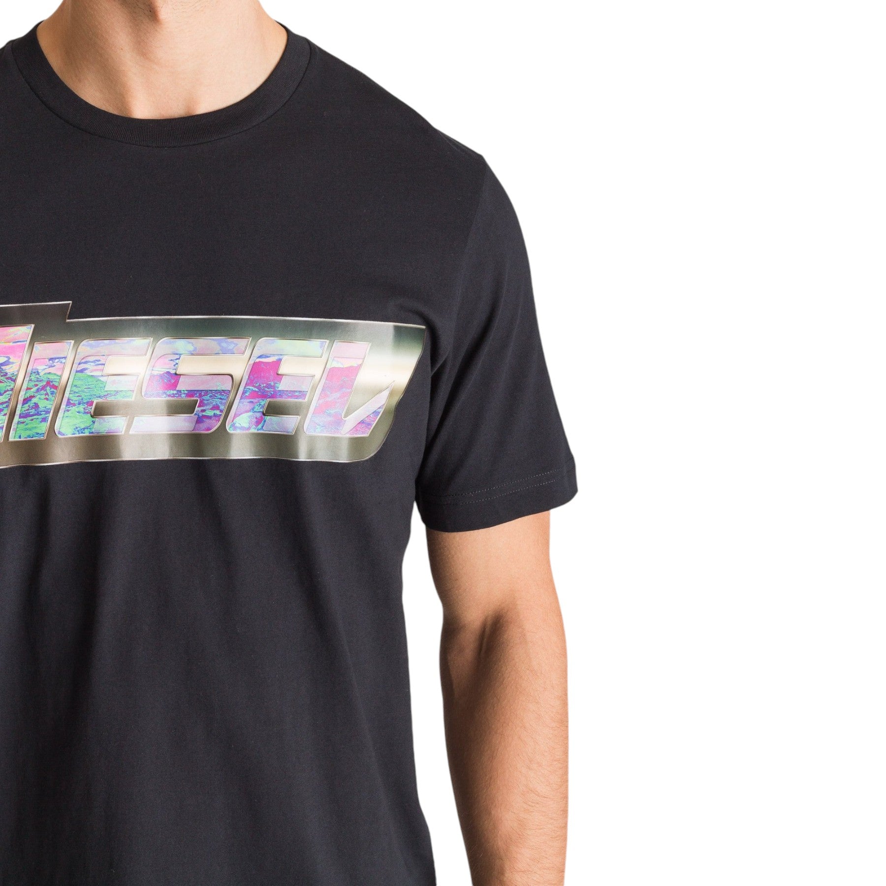 DIESEL T JUST ZG Mens T Shirt Regular Fit Short Sleeves Summer Black Cotton Tee