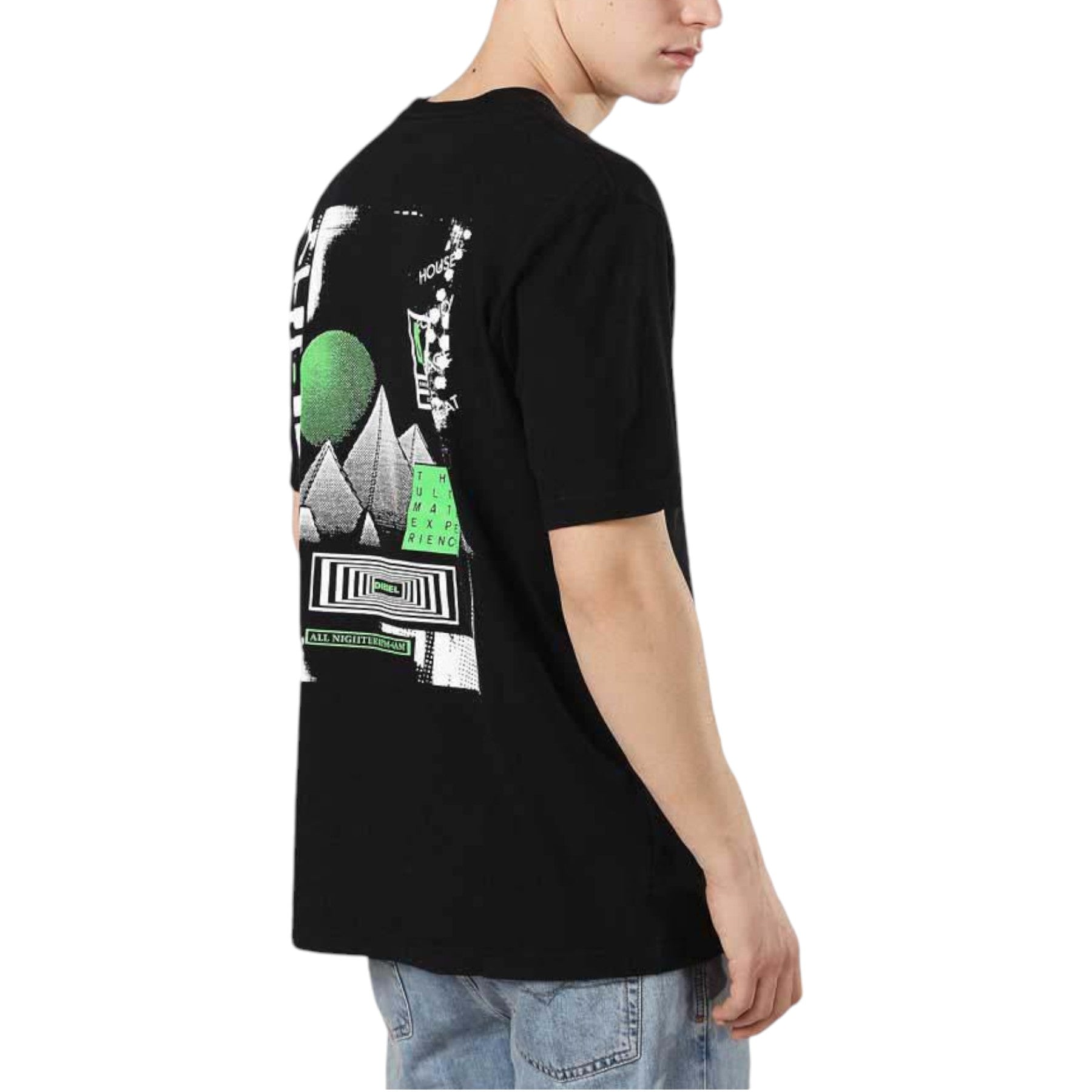 DIESEL T JUST ZD 0SAYP 900 Mens T-shirt Graphic Print Crew Neck Summer Black Tee
