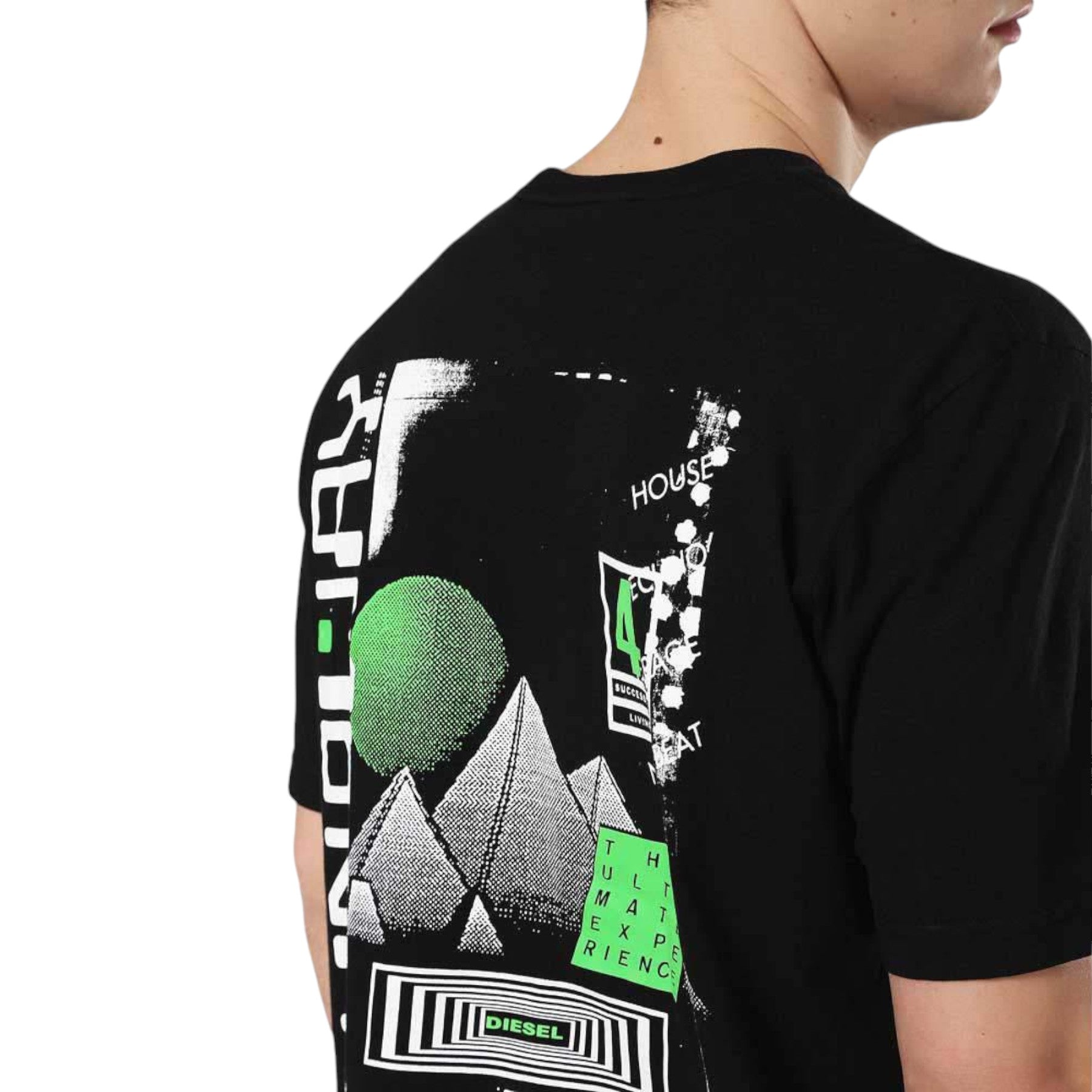 DIESEL T JUST ZD 0SAYP 900 Mens T-shirt Graphic Print Crew Neck Summer Black Tee