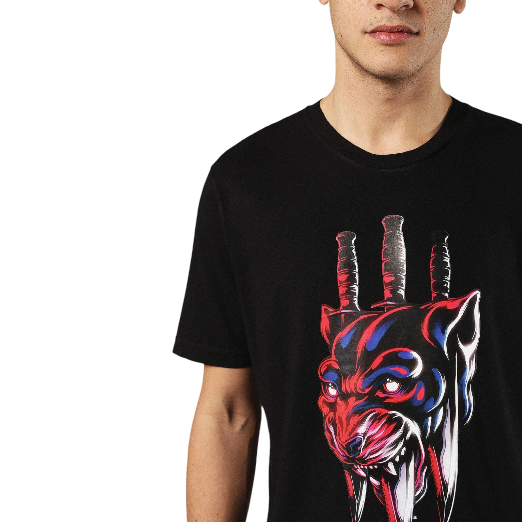 DIESEL T JUST ZE Mens T-shirt Crew Neck Graphic Print Casual Summer Cotton Tee