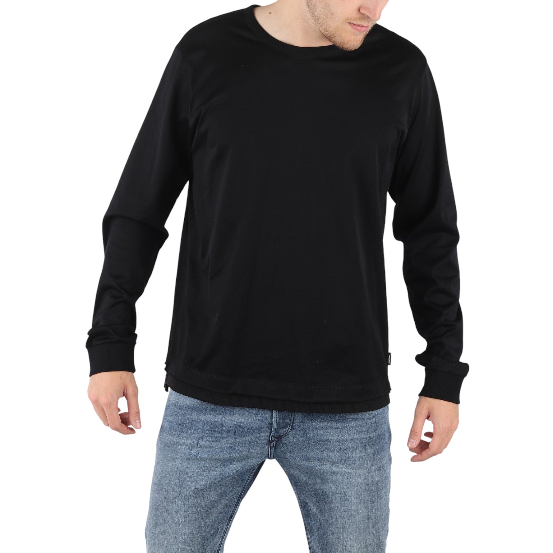 DIESEL T JOSES 0IAOU Mens T Shirt Long Sleeves Crew Neck Summer Casual Black Tee