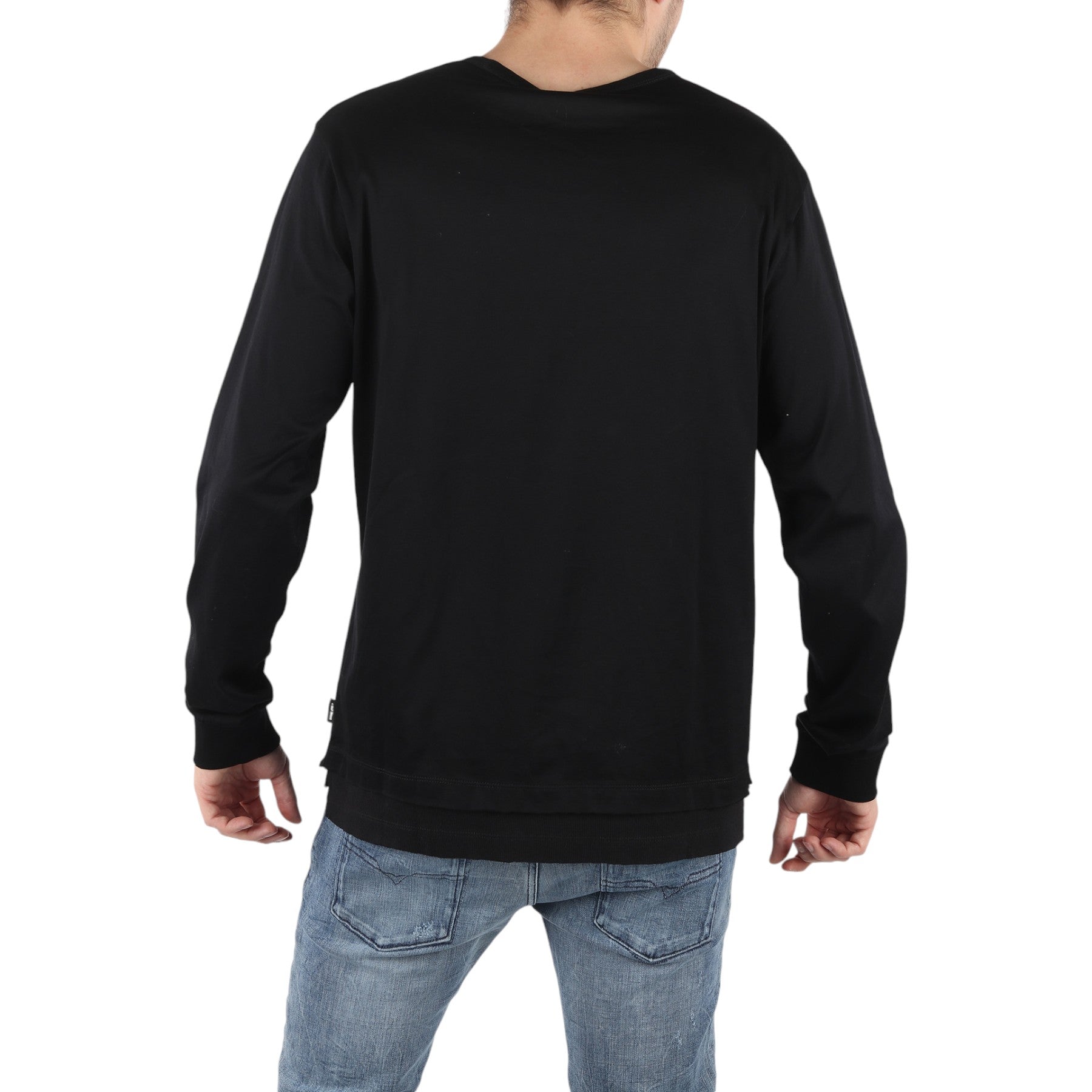 DIESEL T JOSES 0IAOU Mens T Shirt Long Sleeves Crew Neck Summer Casual Black Tee