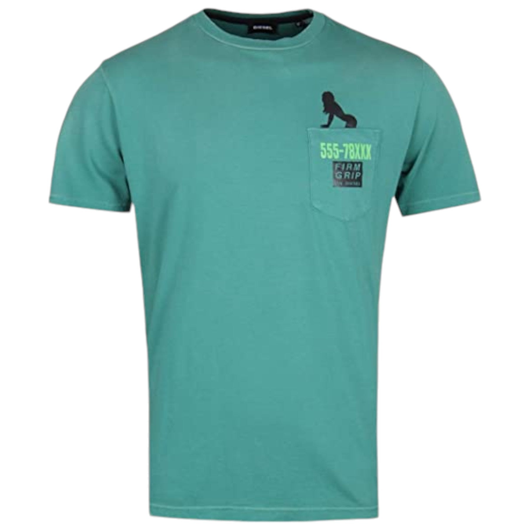 DIESEL T JOE ST 0BARK 5HB Mens T-shirt Crew Neck Printed Casual Summer Green Tee