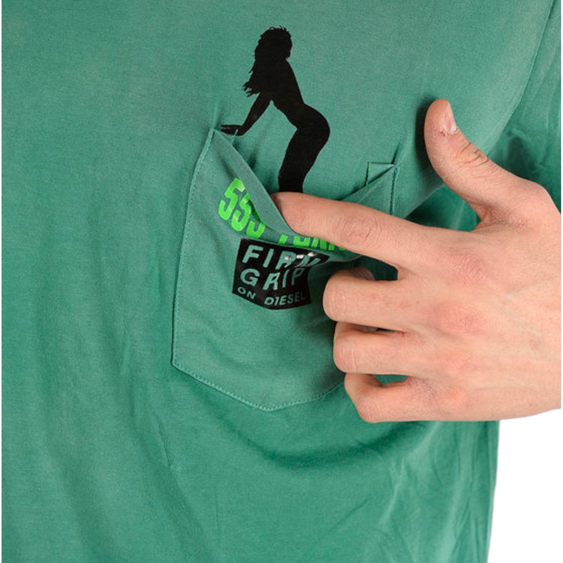 DIESEL T JOE ST 0BARK 5HB Mens T-shirt Crew Neck Printed Casual Summer Green Tee